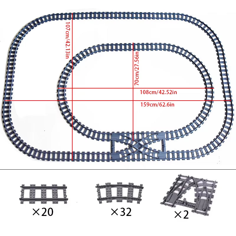 MOC Compatible with LEGO Train Track Combination Scene Building Blocks DIY Cross Track Railroad Flexible Bricks Toys Rail Car