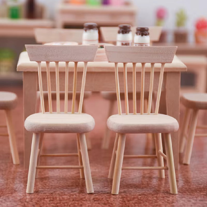 1/12 Dollhouse Miniature Furniture Wooden Chair High Chair Dollhouse Accessories