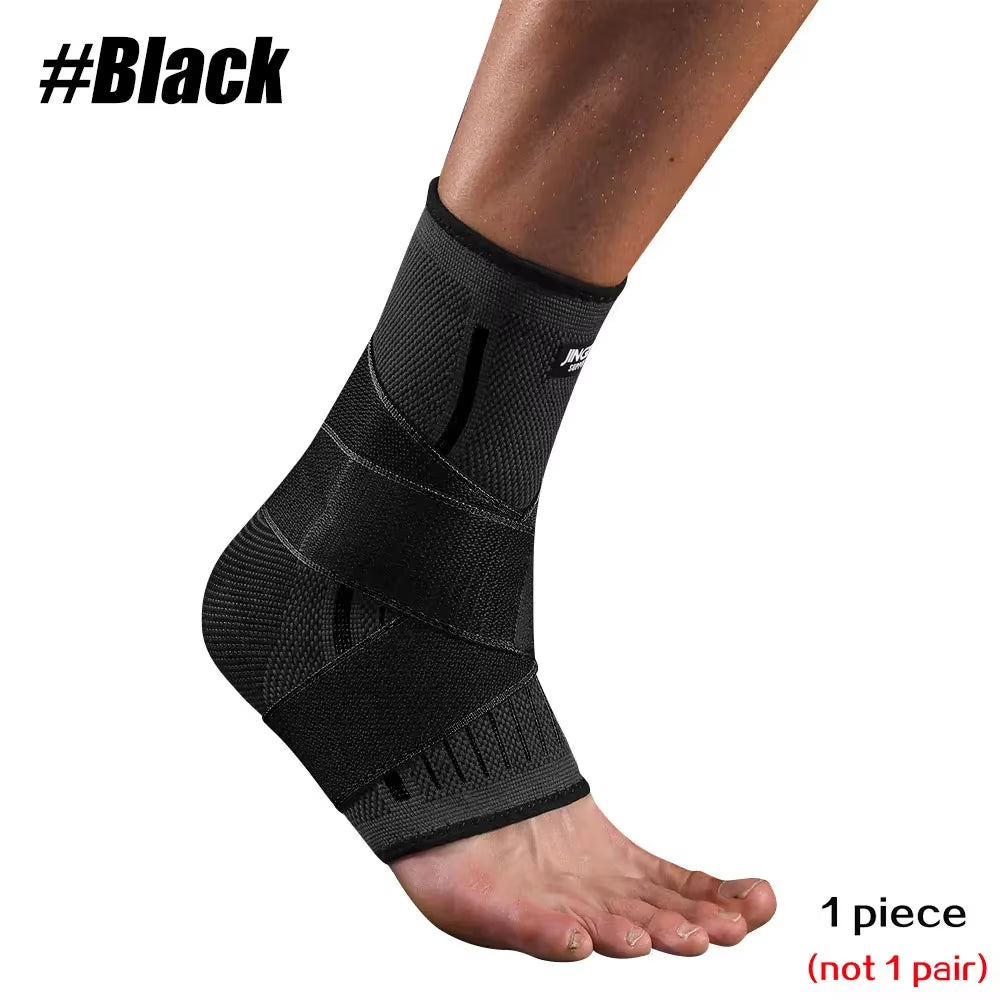 1 Pcs Ankle Brace Compression Sleeve, Adjustable Ankle Support Strap for Sprained, Plantar Fasciitis, Injury Recovery, Running