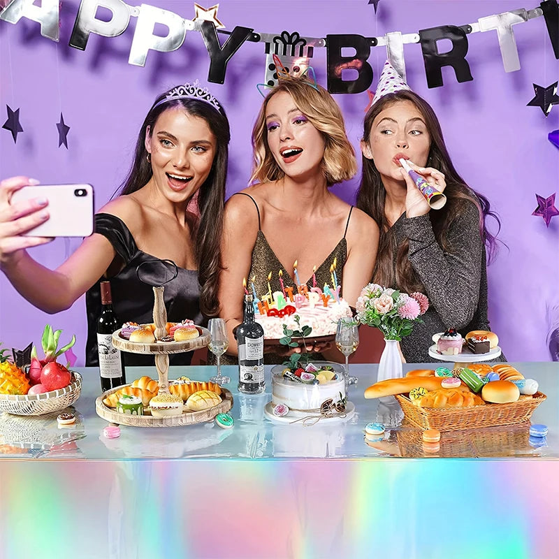 1pc, Laser Rainbow Theme Party Tablecloth, Disposable Tablecloth Decoration Supplies, wedding,Birthday supplies, festival gift