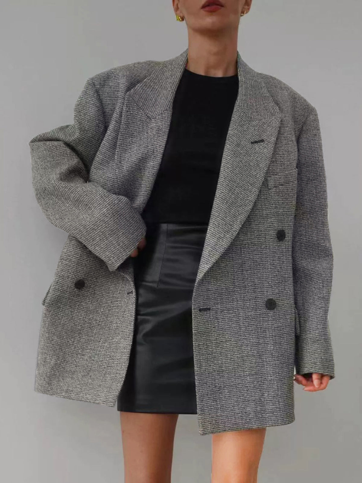 Wool-Blend Plaid Belted Blazer
