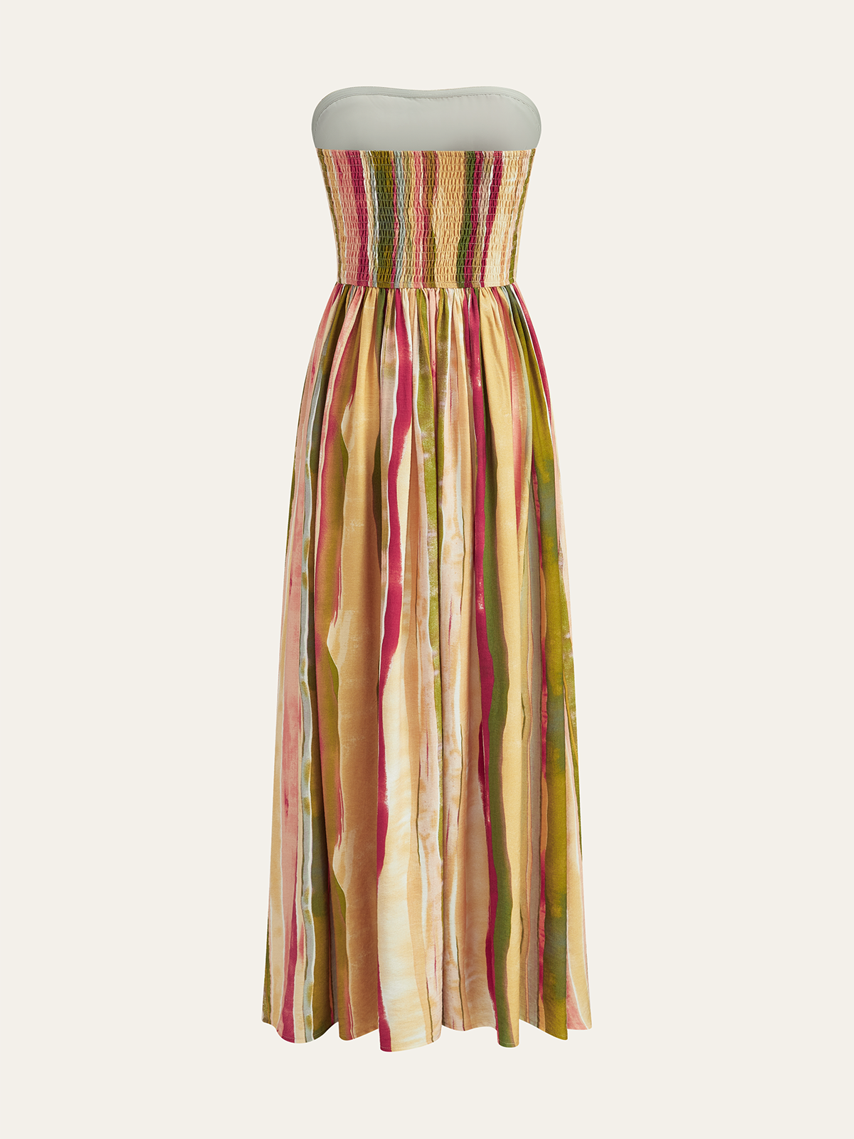 Colorful Striped Strapless Cotton Maxi Dress