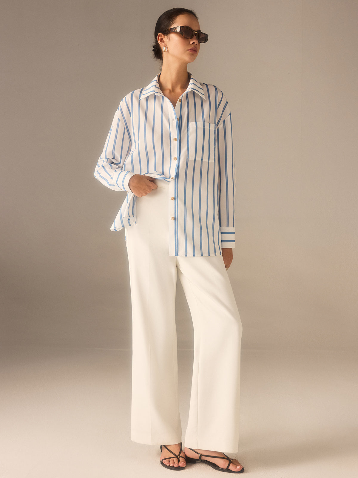 Oversized Striped Button Shirt
