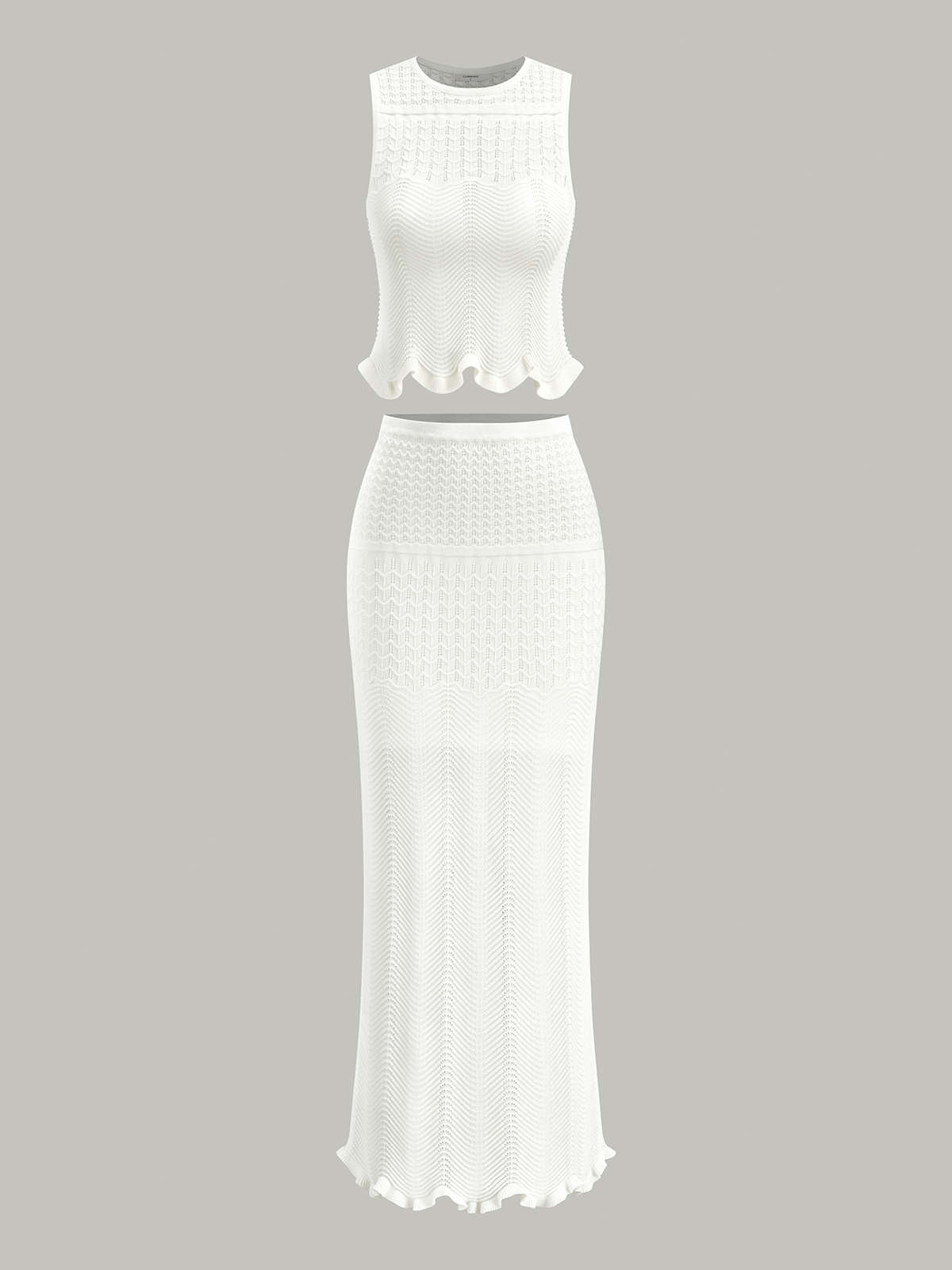Wave Pattern Knit Maxi Skirt