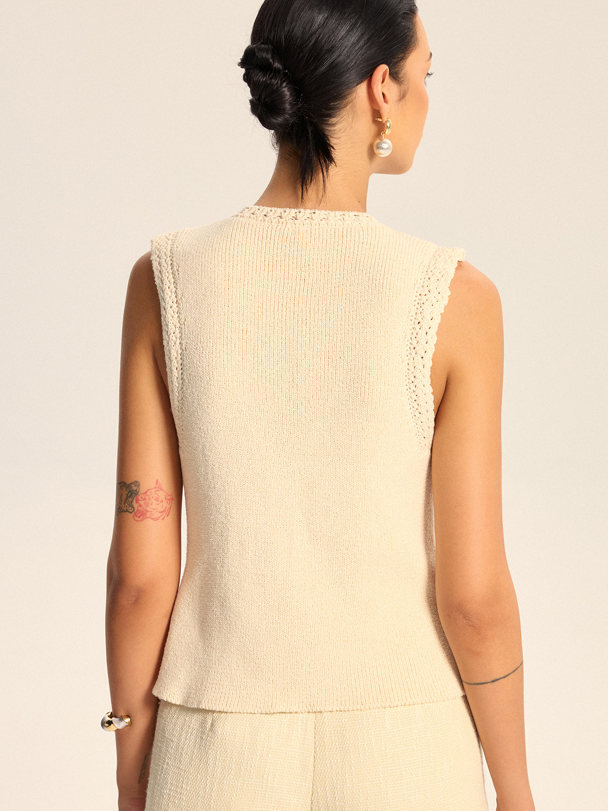Crochet Trim Knit Vest