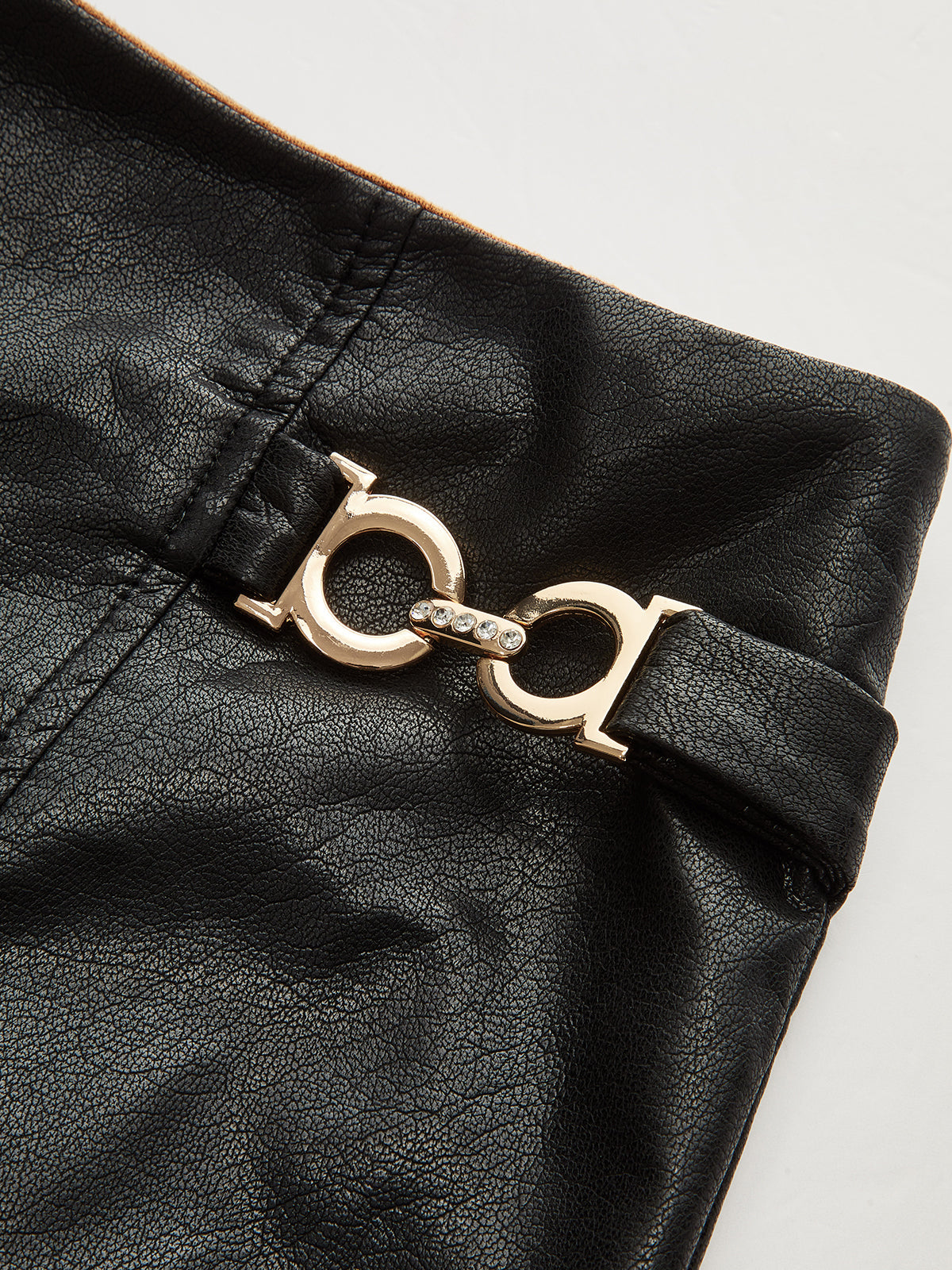 Faux Leather Paneled Suede Asymmetric Midi Skirt