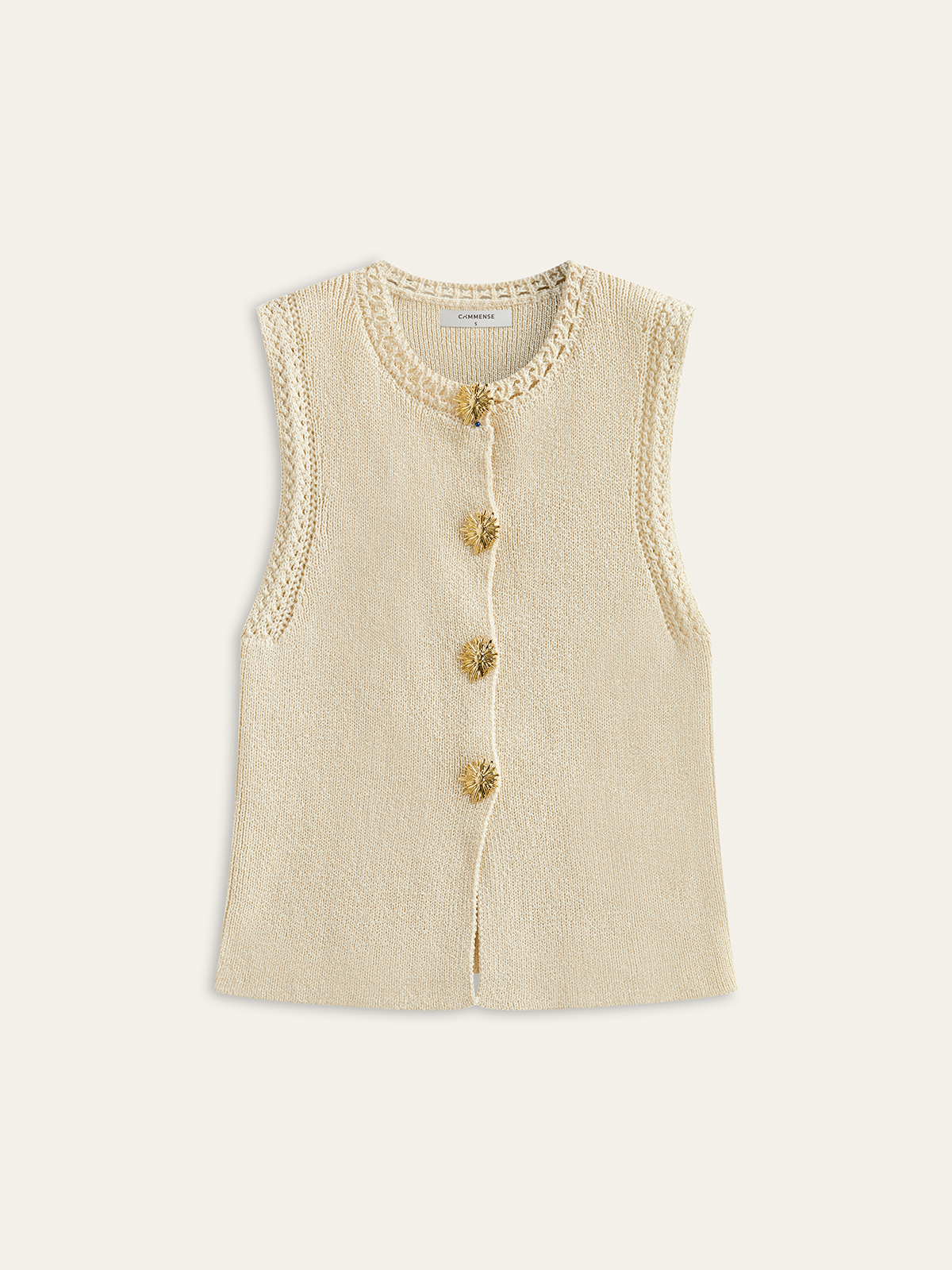 Crochet Trim Knit Vest