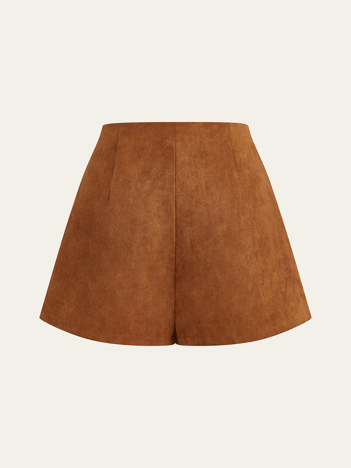 Embellished Button Suede High-Waisted Shorts