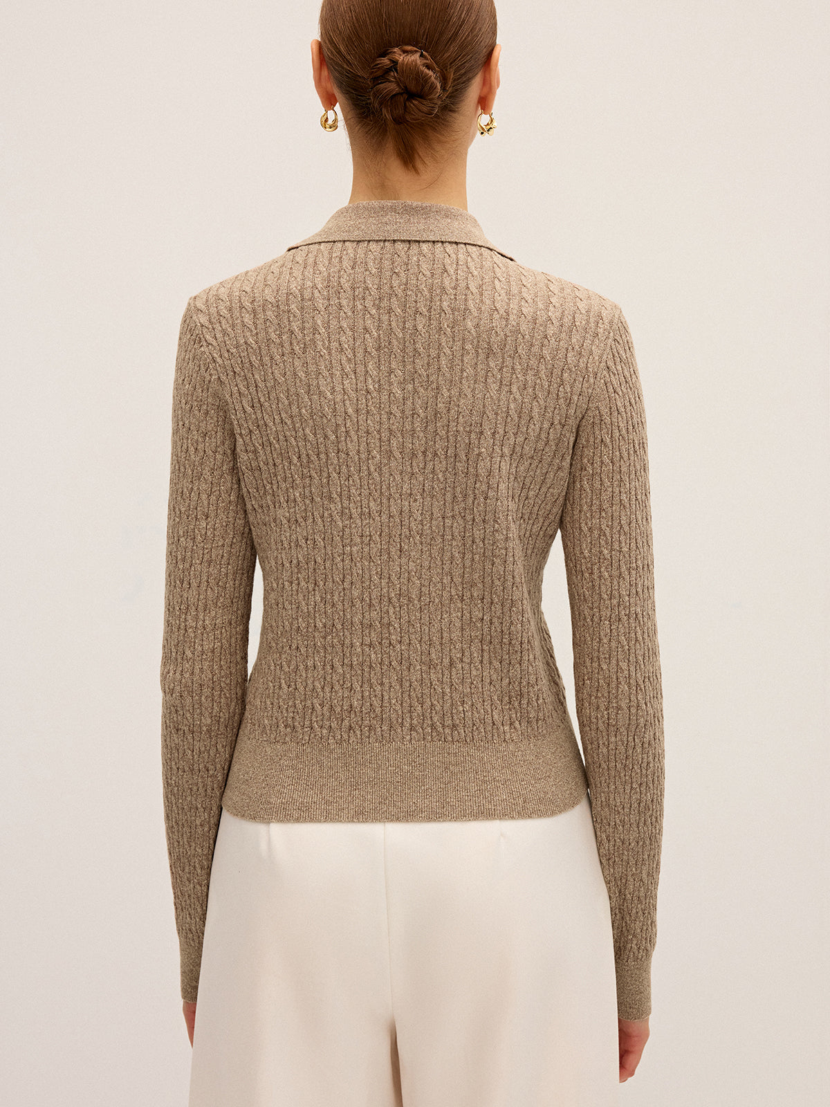 Cable Knit Cotton Collar Sweater