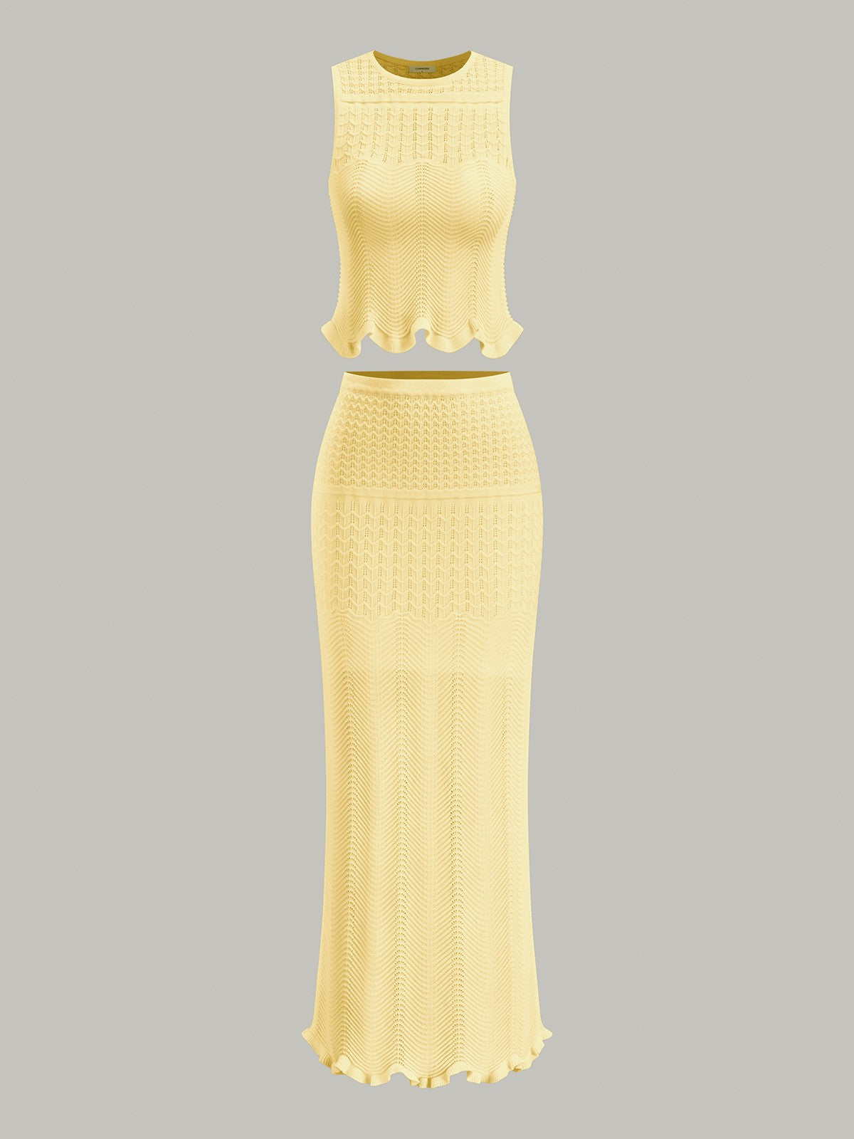 Wave Pattern Knit Maxi Skirt