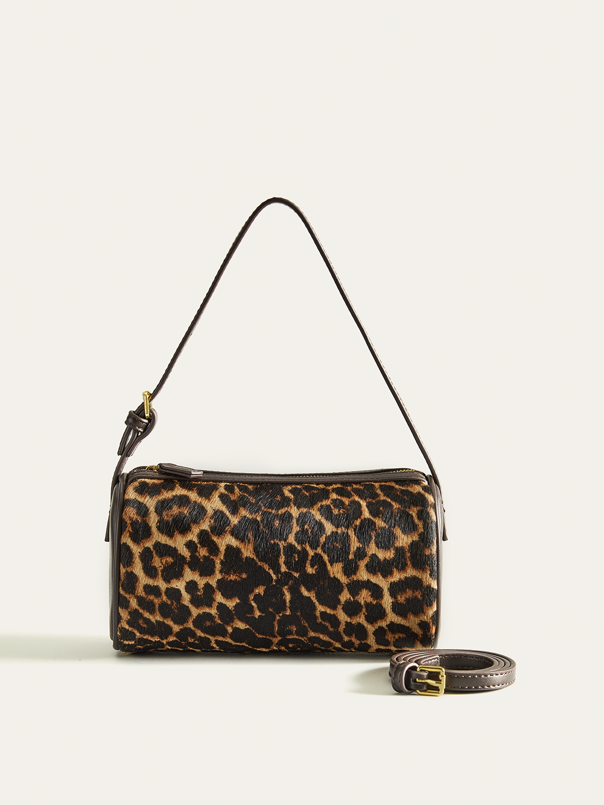 Leopard Print Barrel Bag