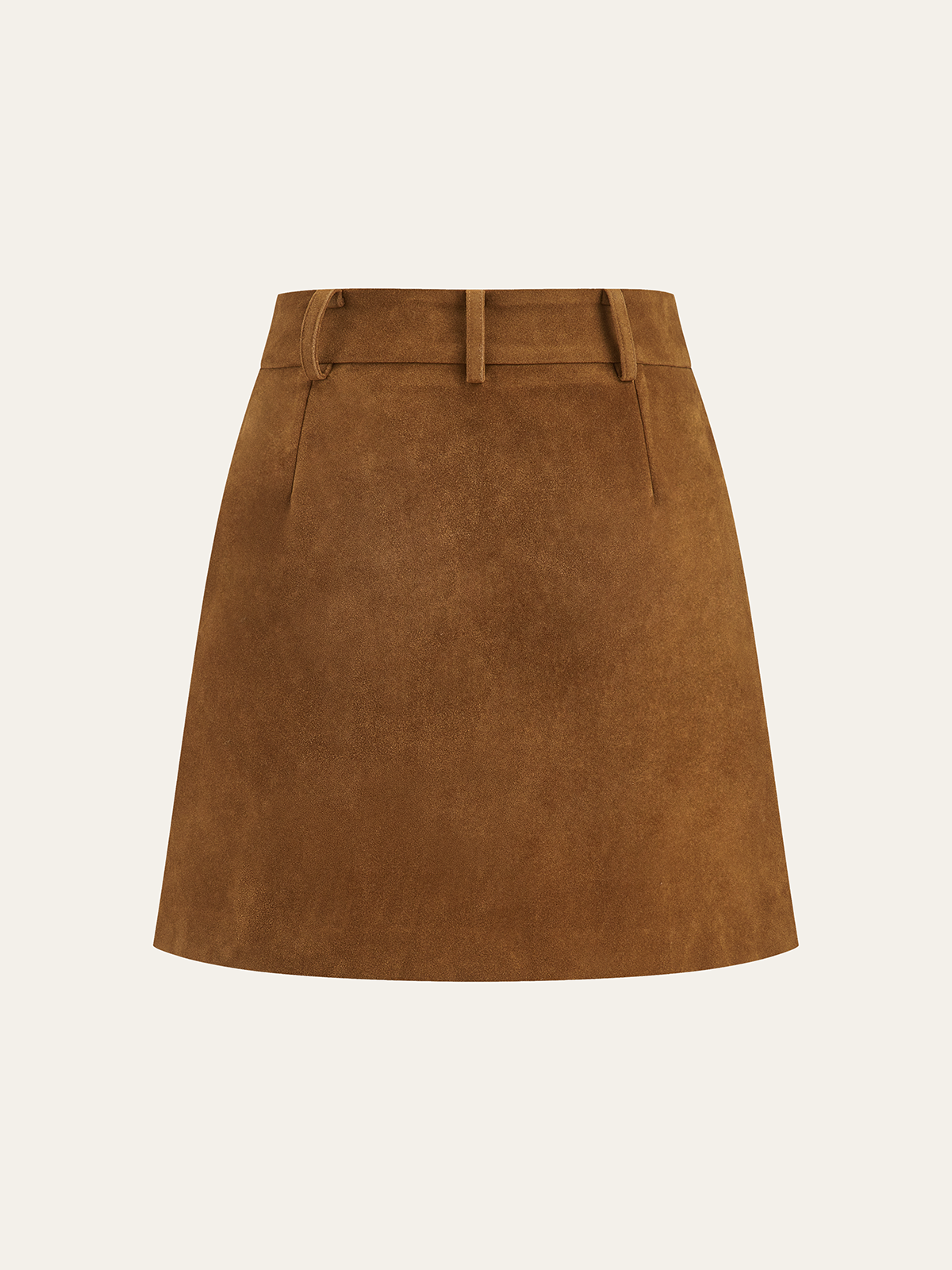 Irregular Metal Detail Suede Mini Skirt