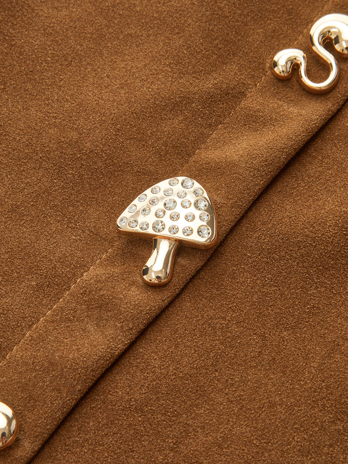 Irregular Metal Detail Suede Mini Skirt