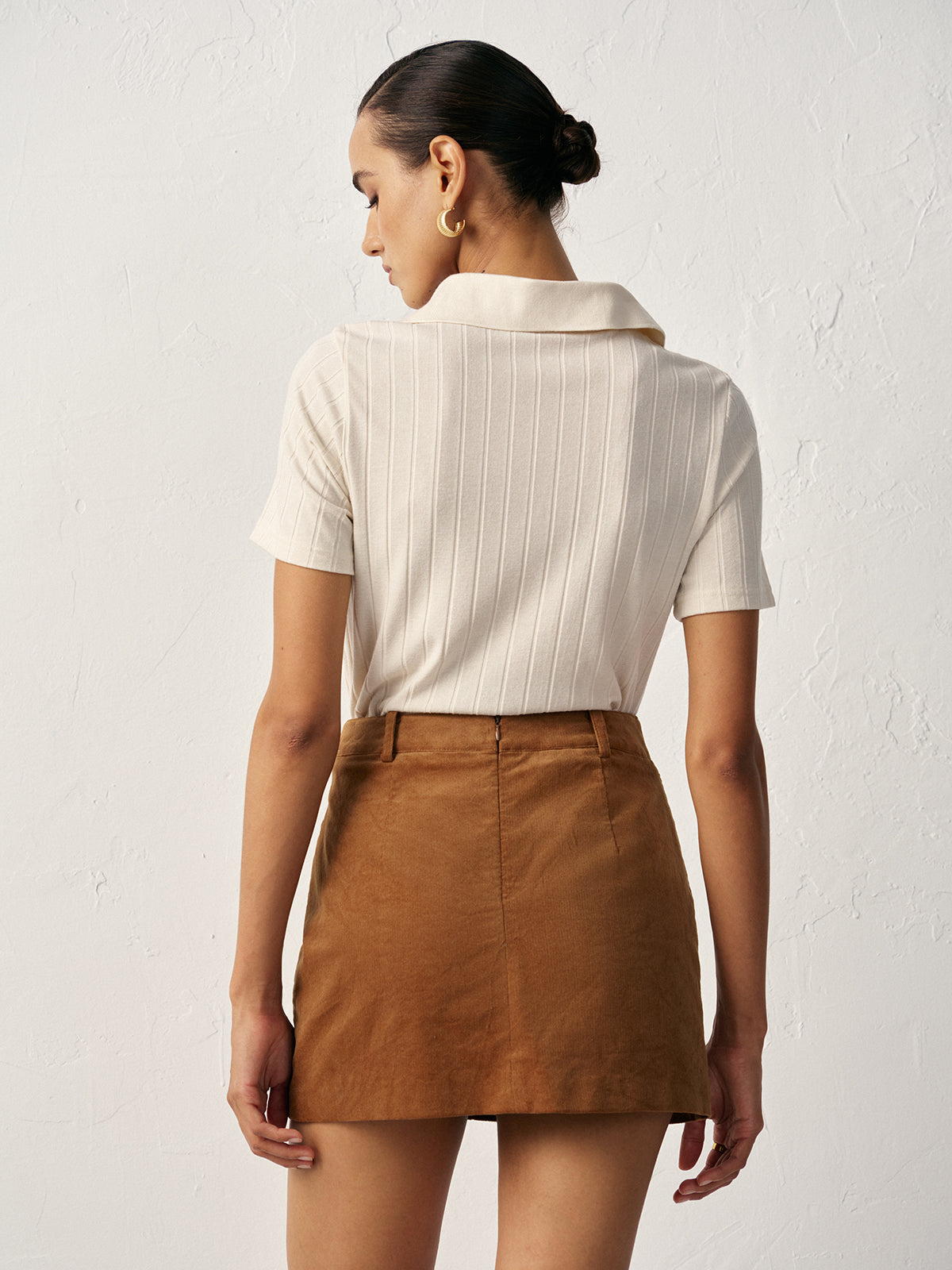 Corduroy Mid-Waist Mini Skirt
