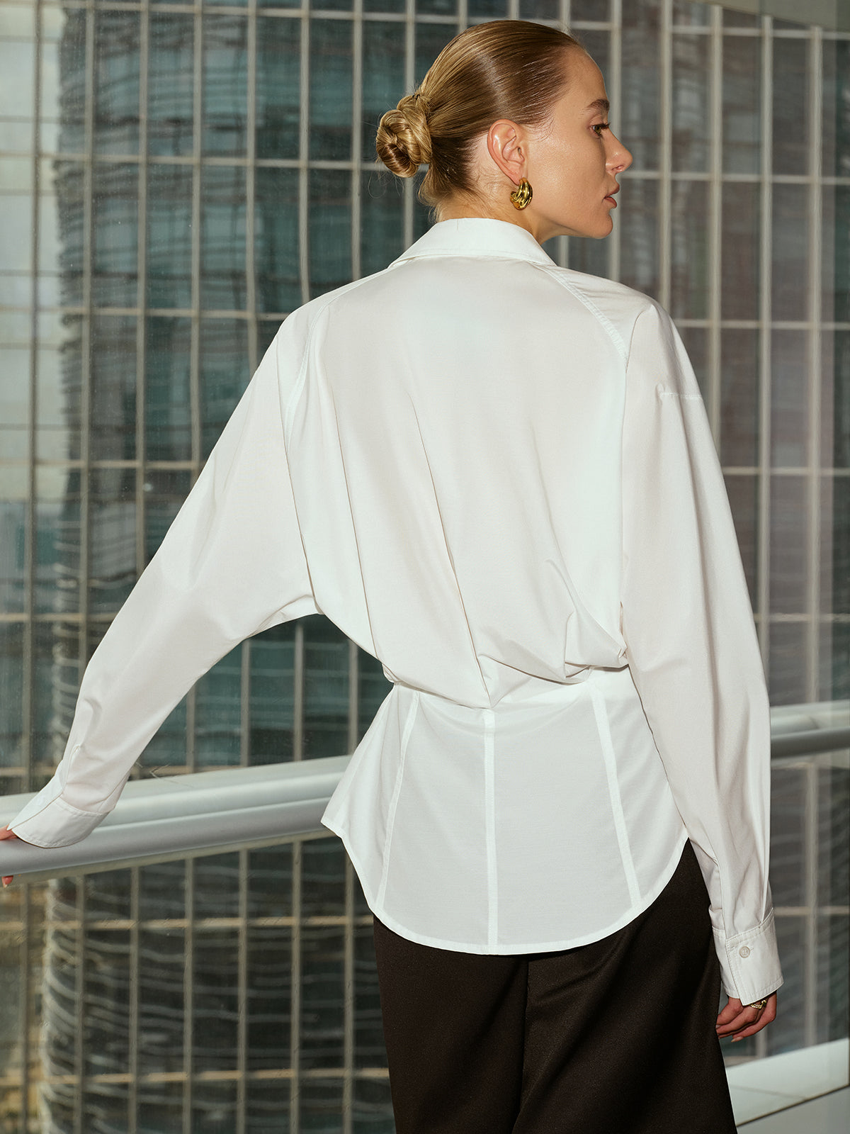 Wrinkle-resistant Cotton Blend Metal Button Shirt