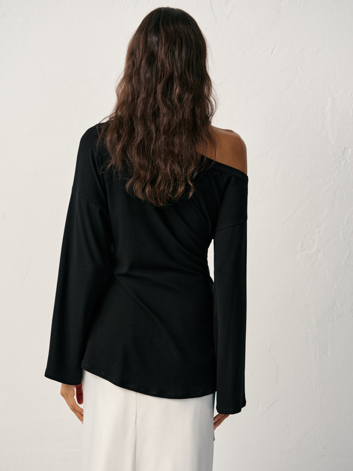 Off-Shoulder Long Sleeve T-Shirt
