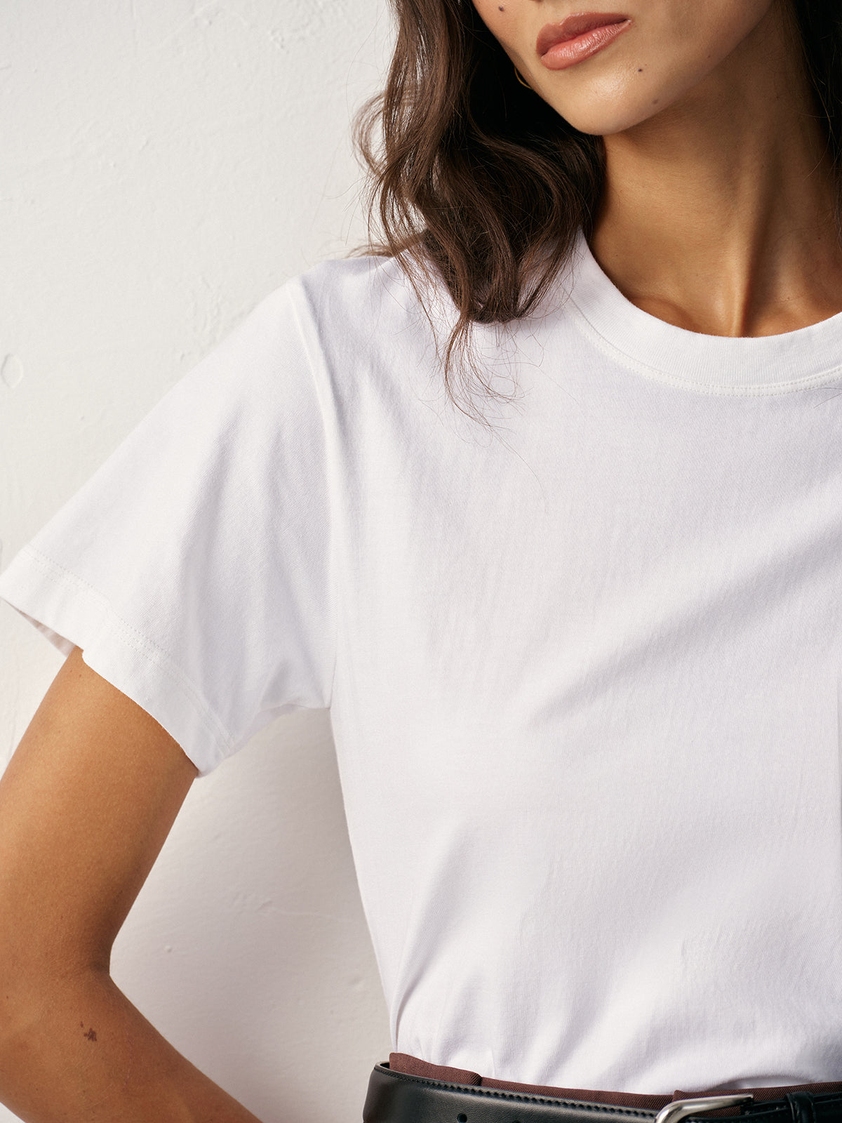 Water-Repellent Cotton Crew Neck T-Shirt