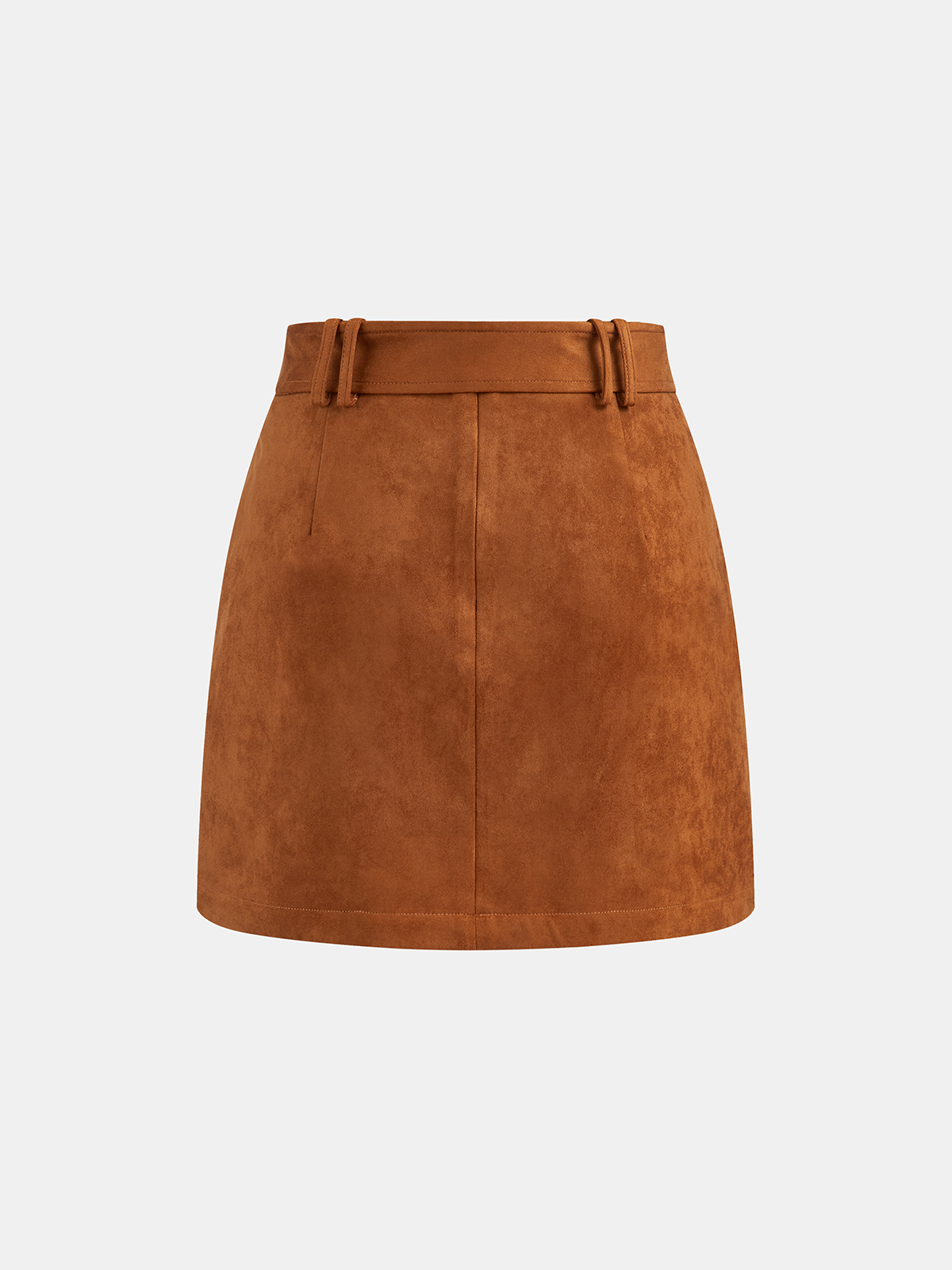 Suede Belted Split Mini Skirt