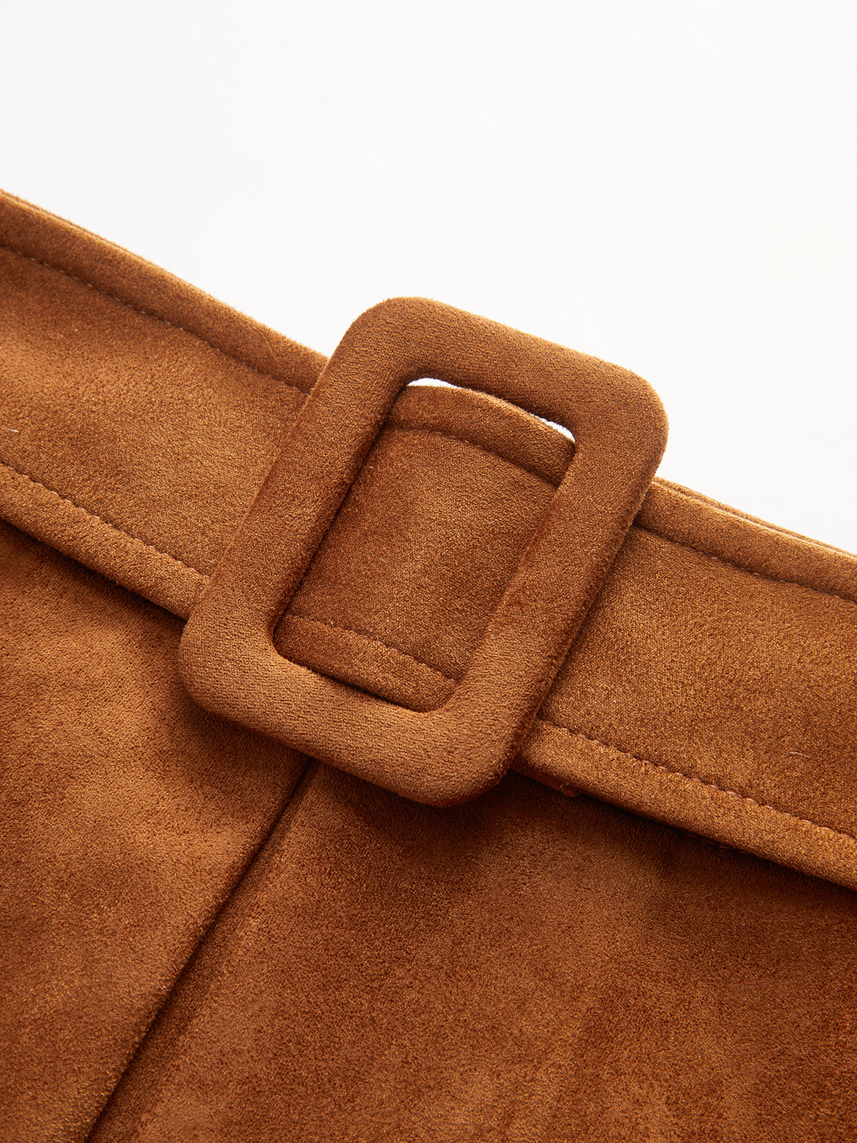 Suede Belted Split Mini Skirt