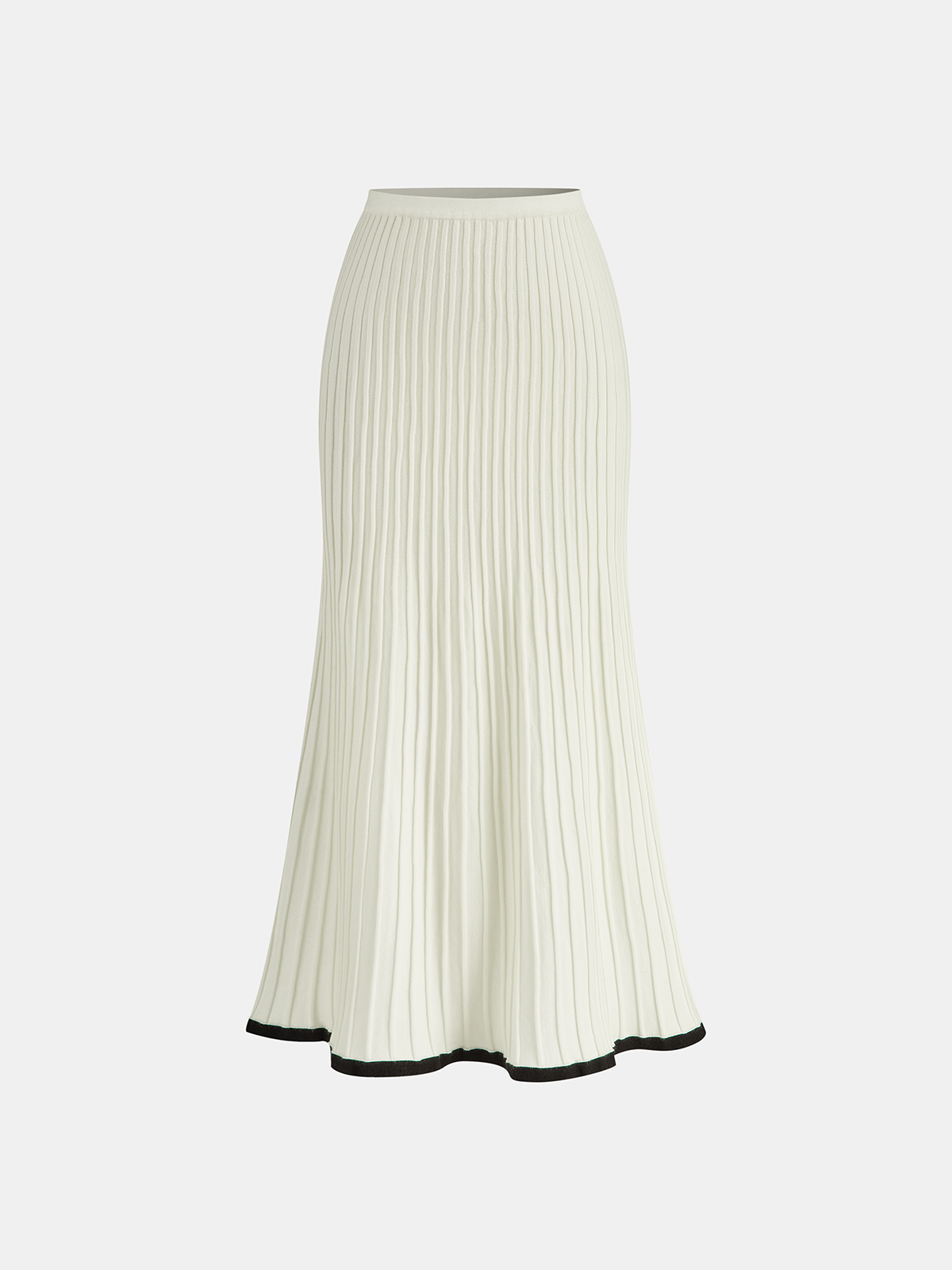 Contrast Trim Knit Vest and Midi Skirt Set