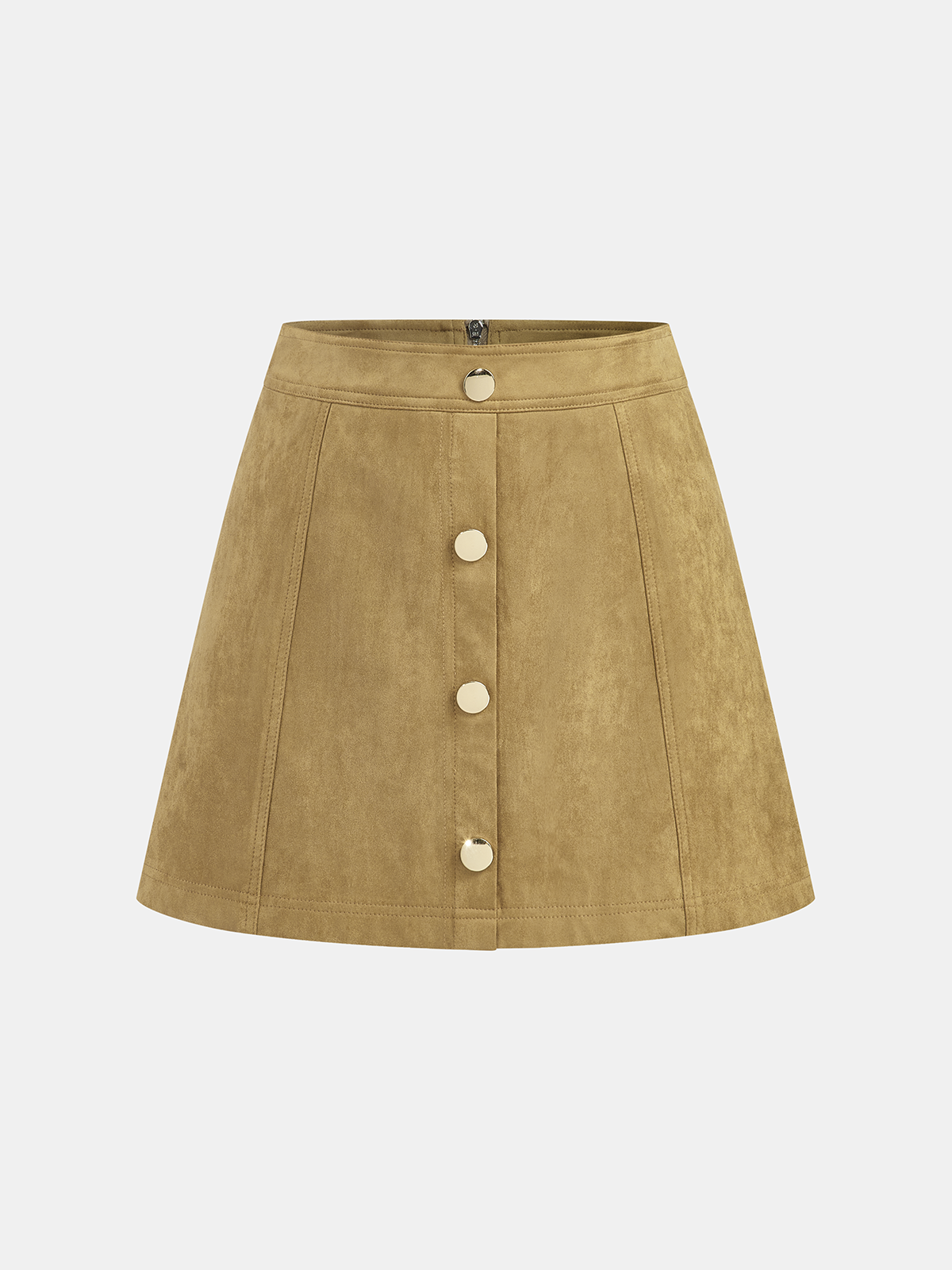 Decor Button Suede Mini Skirt
