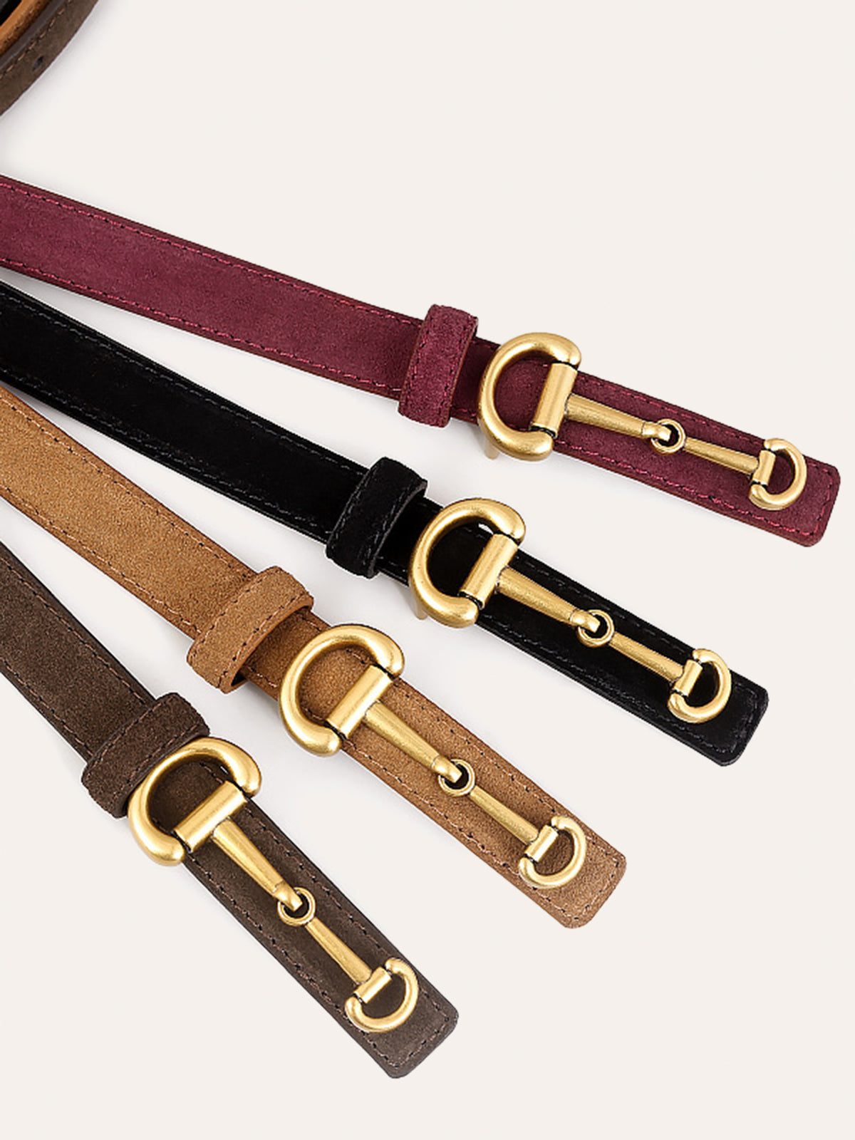 Horsebit Buckle Suede Thin Belt