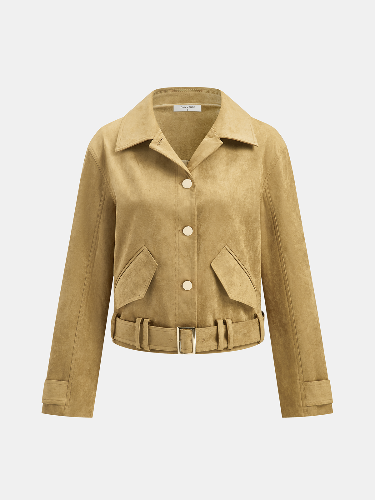 Belted Collared Suede Jacket