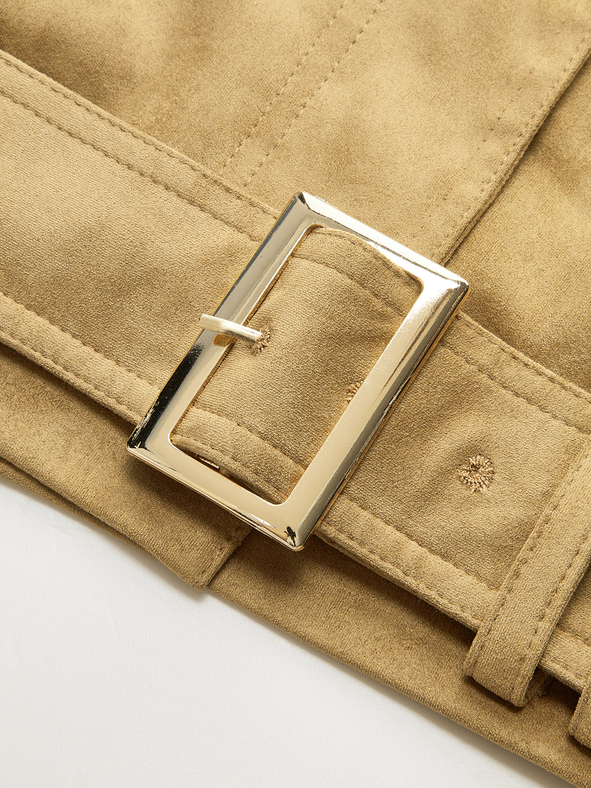 Belted Collared Suede Jacket