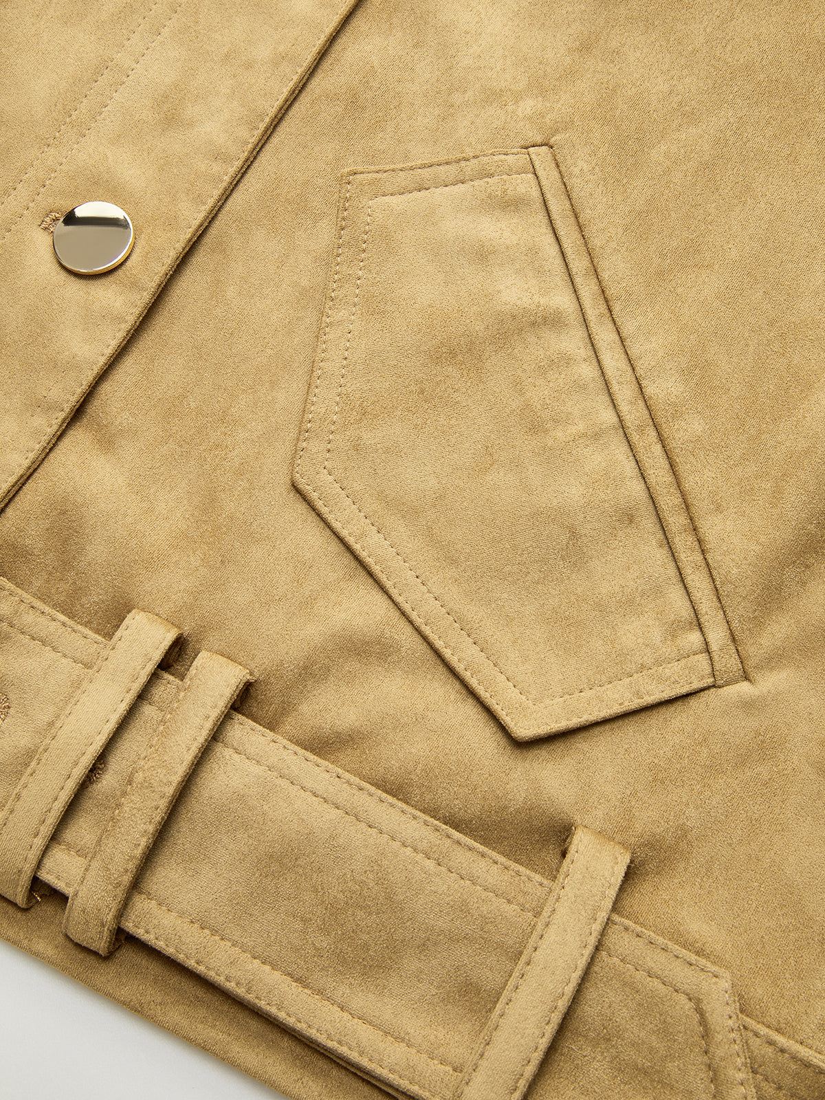 Belted Collared Suede Jacket