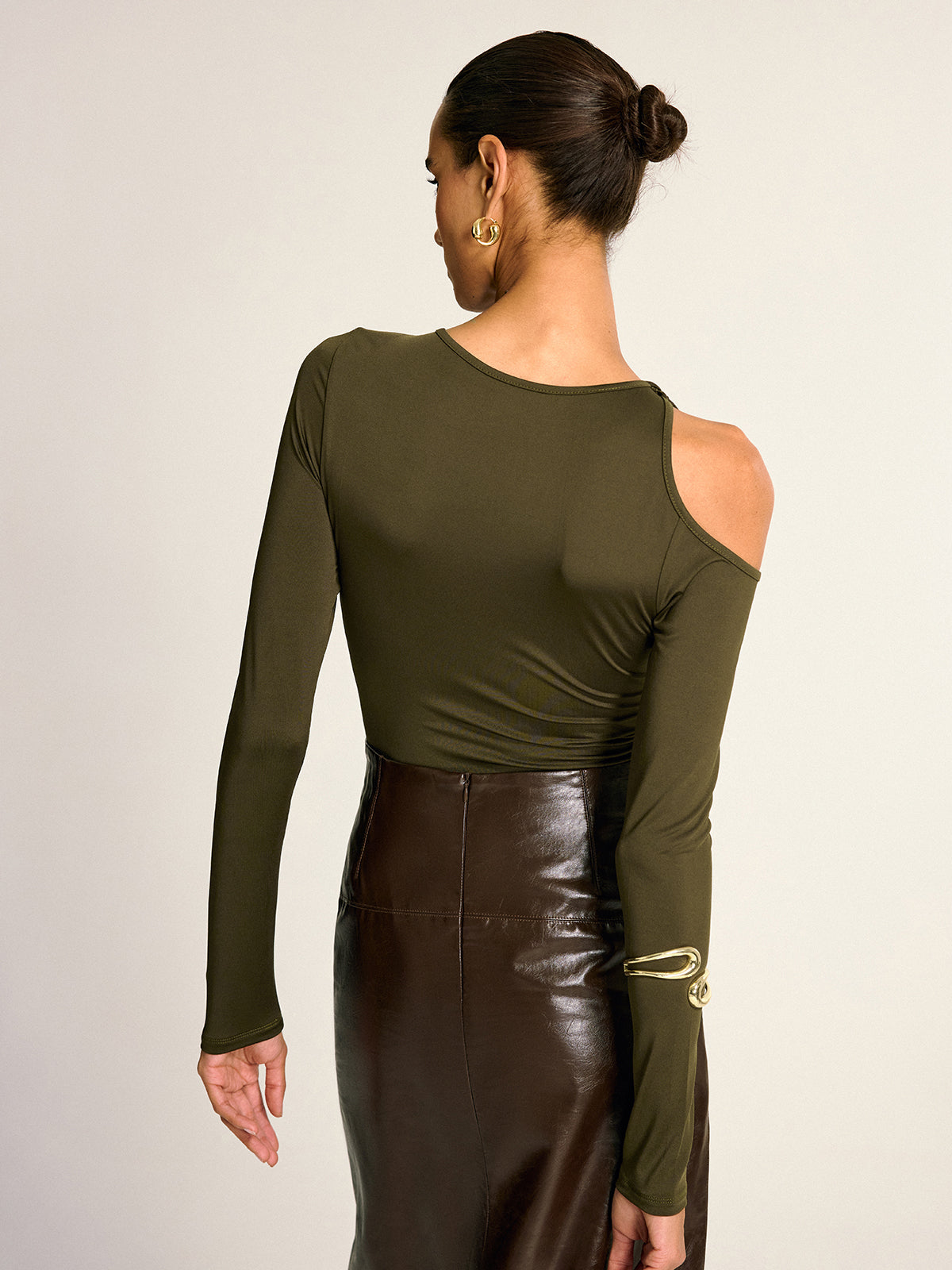 Asymmetric Cut-Out Cold Shoulder Blouse