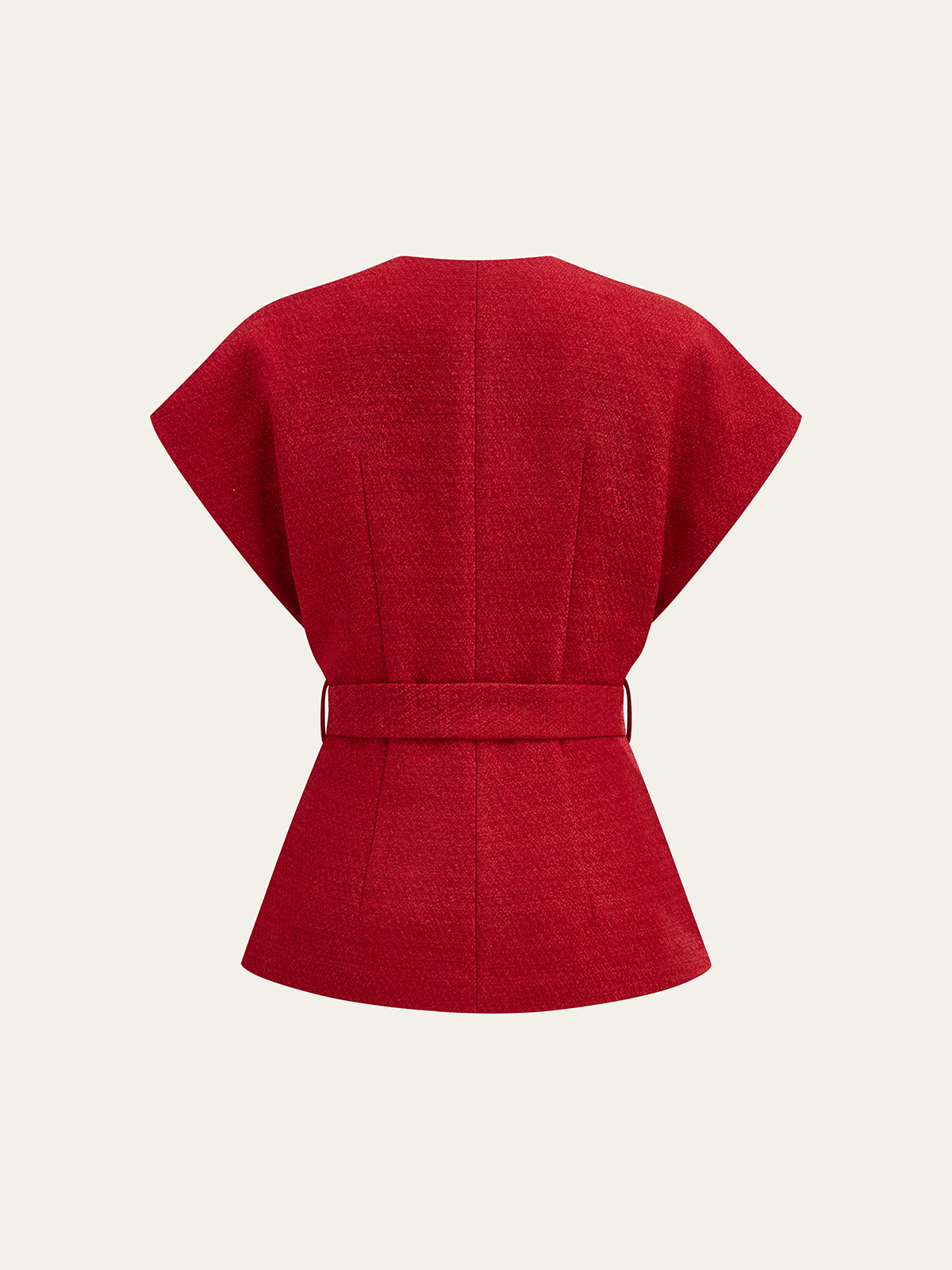 Tweed Belted Cap Sleeve Vest