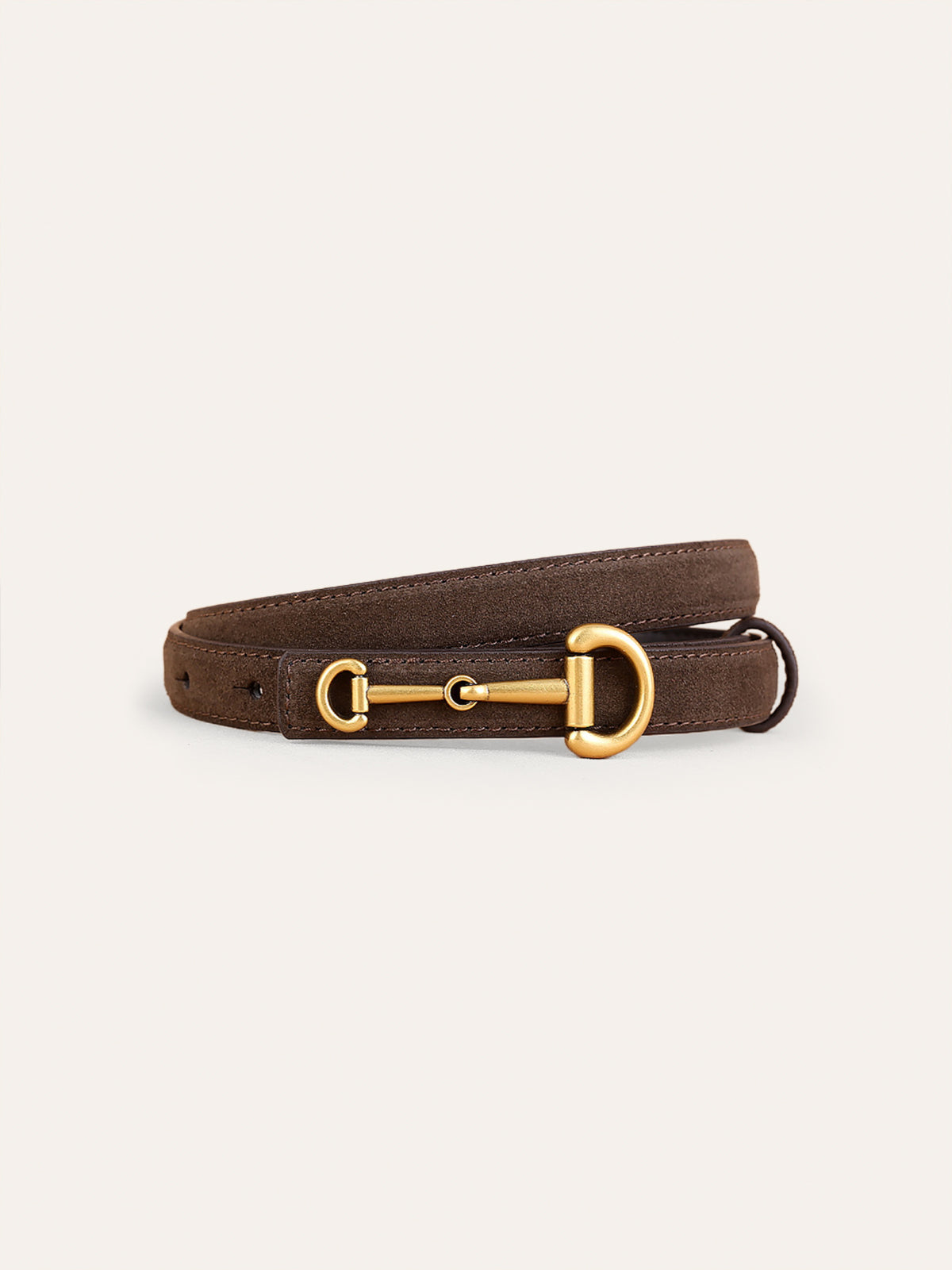 Horsebit Buckle Suede Thin Belt