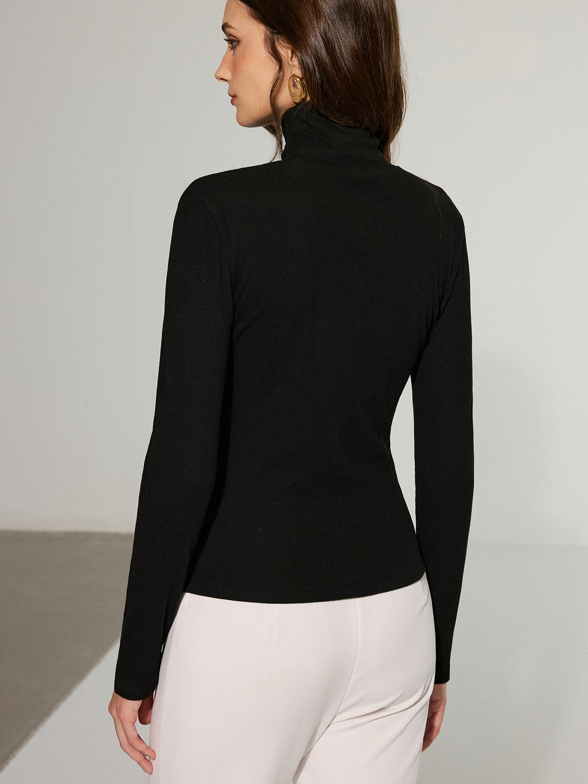 Color-Block Turtleneck Sweater