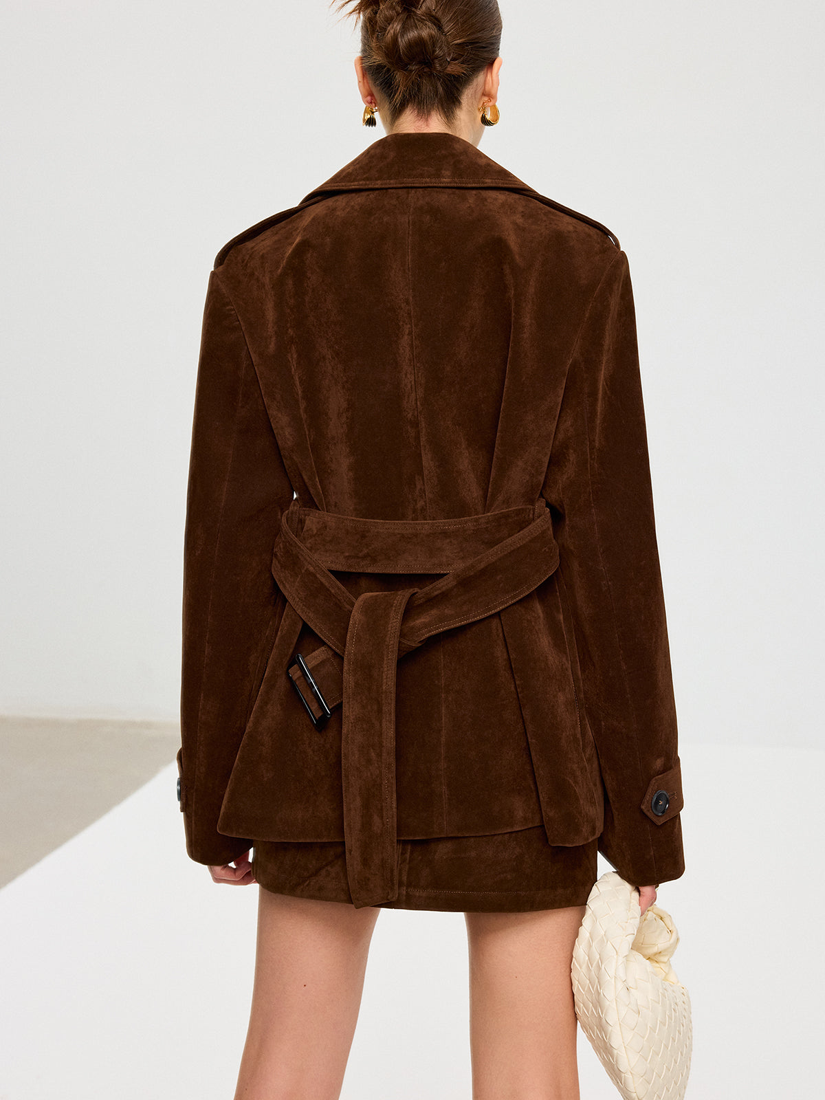 Belted Suede Trench Coat