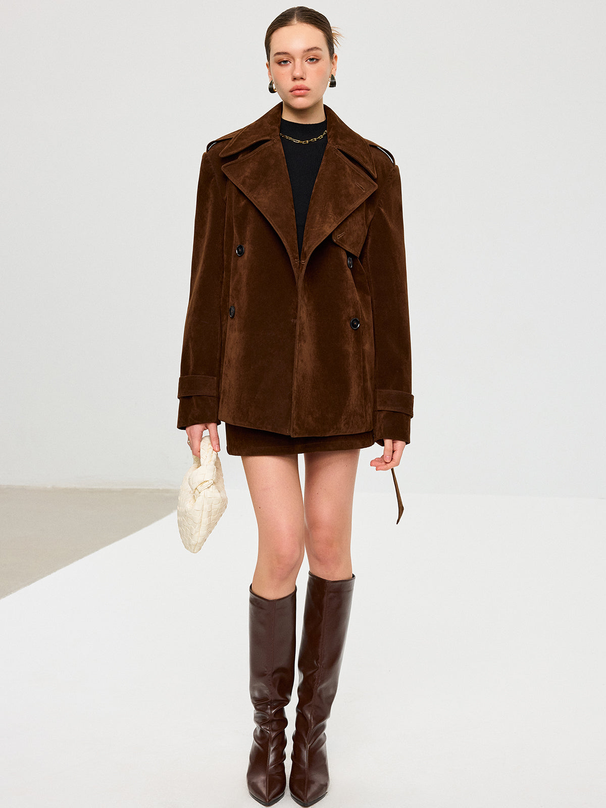 Belted Suede Trench Coat