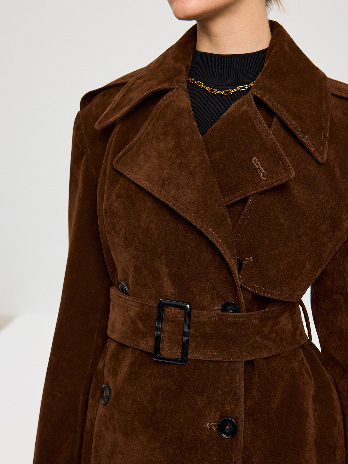 Belted Suede Trench Coat