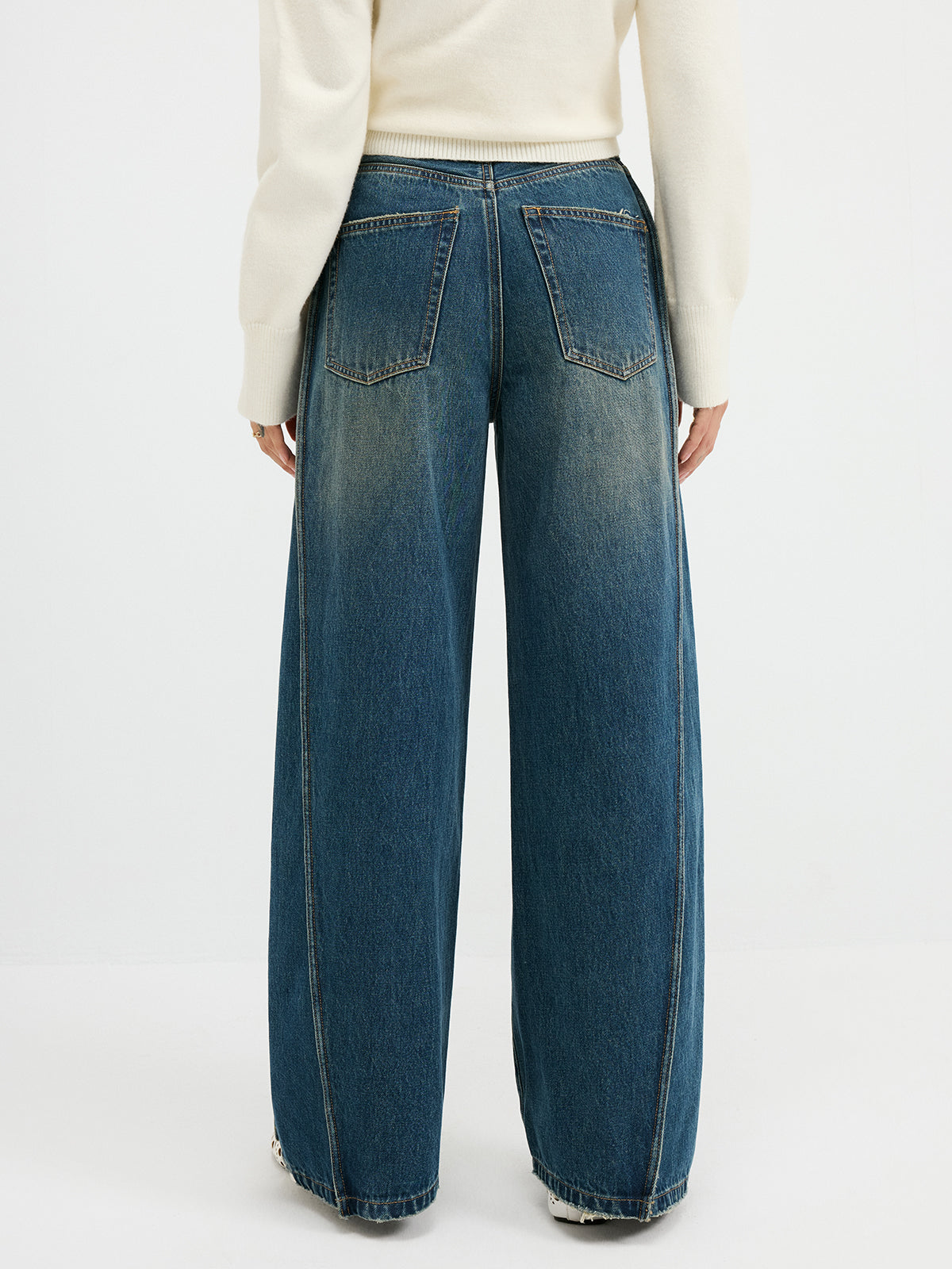 Side Panel Detail Mid-Waist Jeans