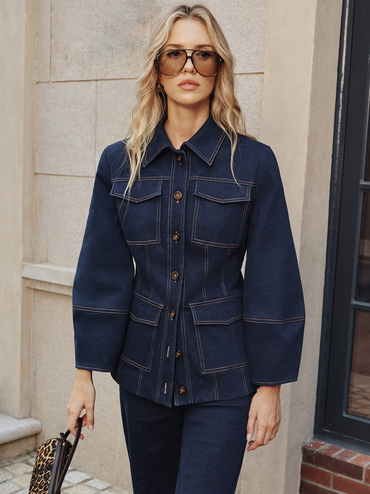 Contrast Stitching Denim Jacket