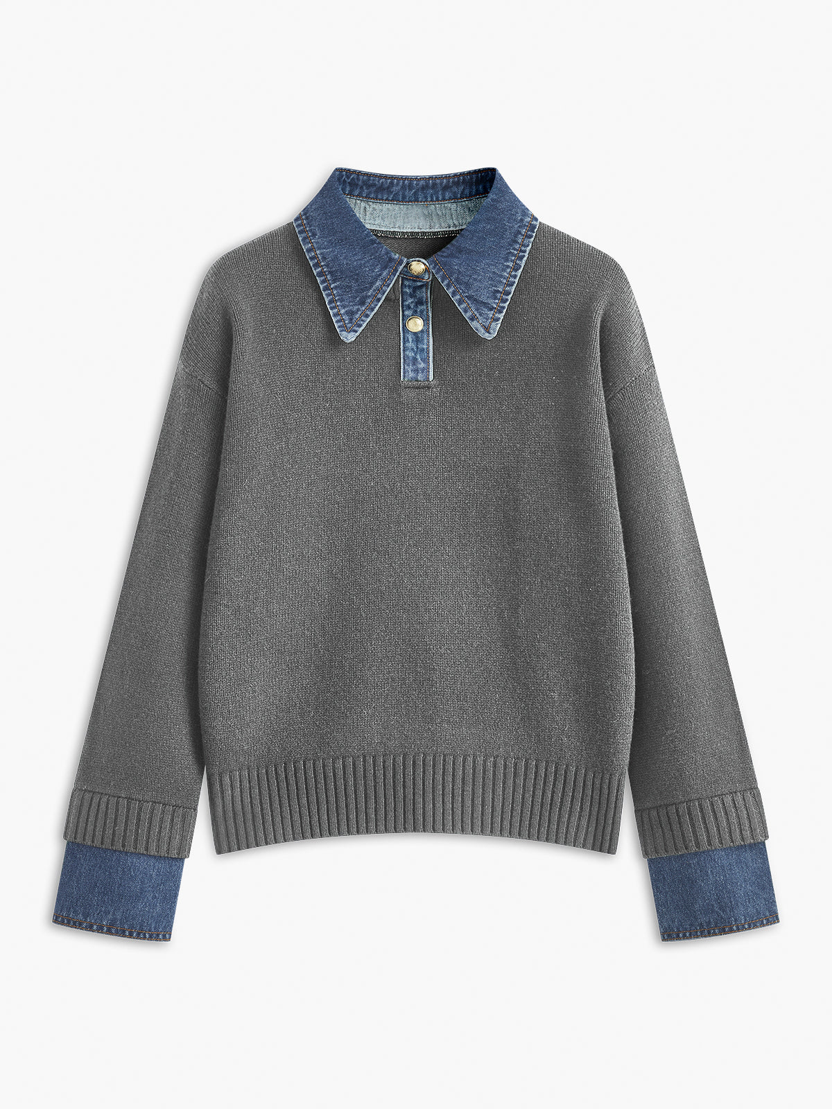 2 in 1 Panel Lapel Sweater