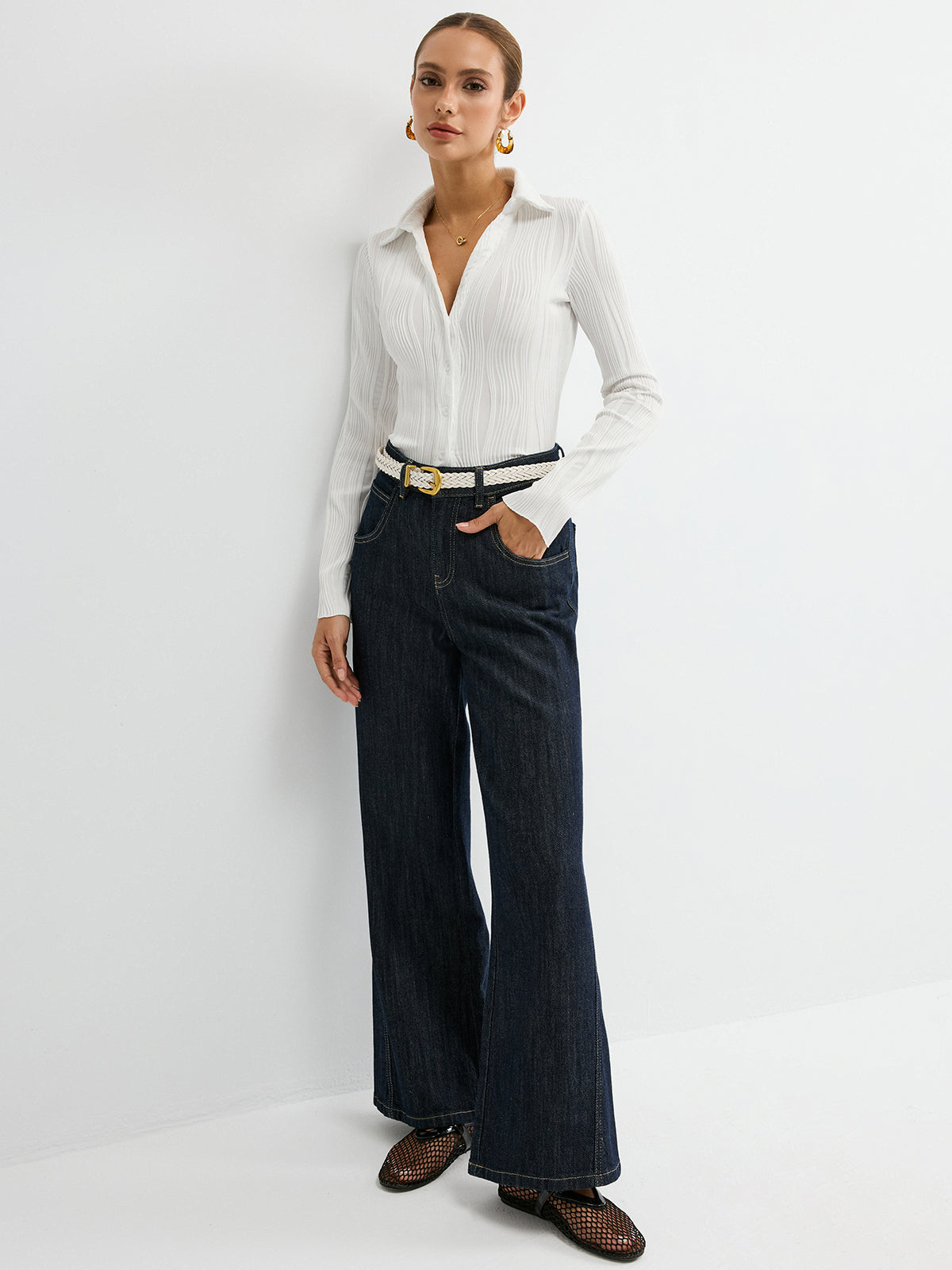 Textured Button-Down Shirt
