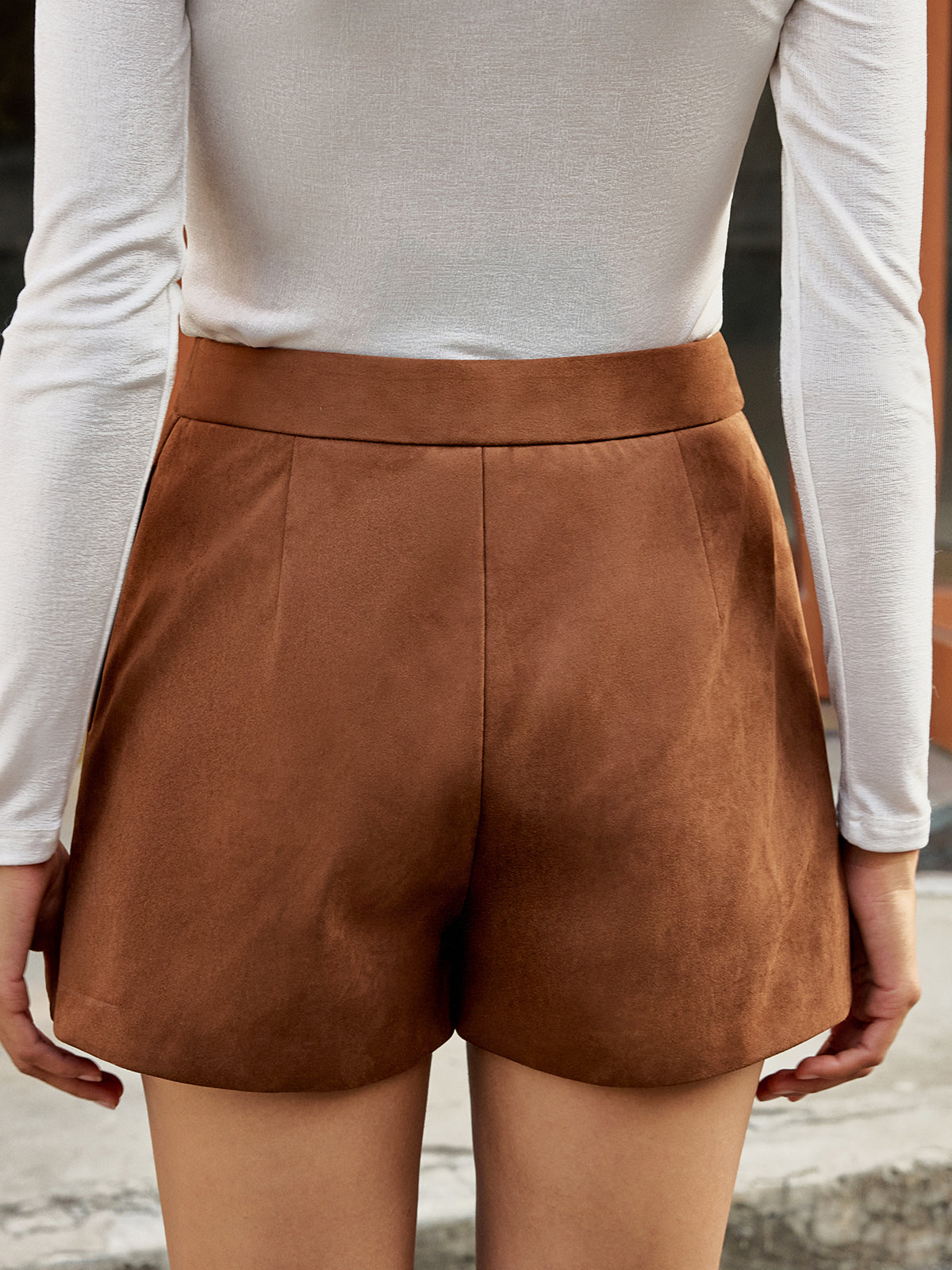 High-Waist Suede Shorts