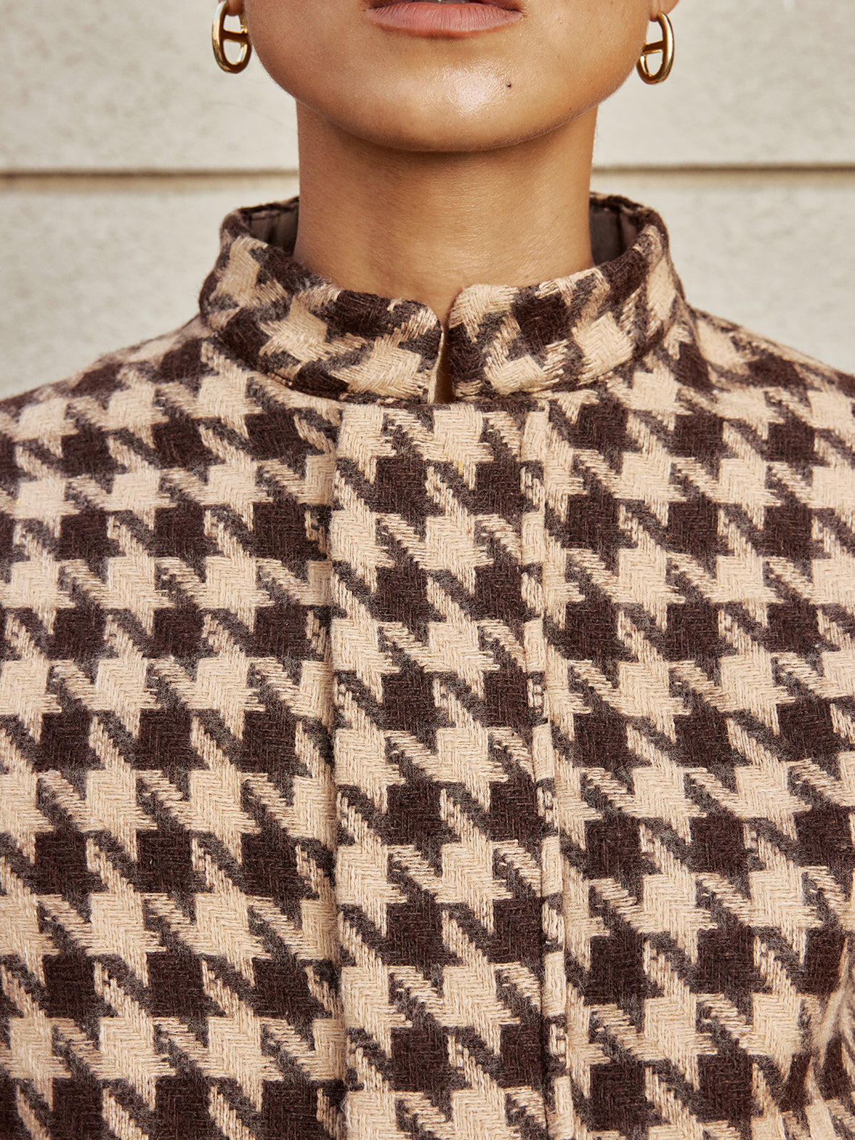Houndstooth Stand-Collar Jacket