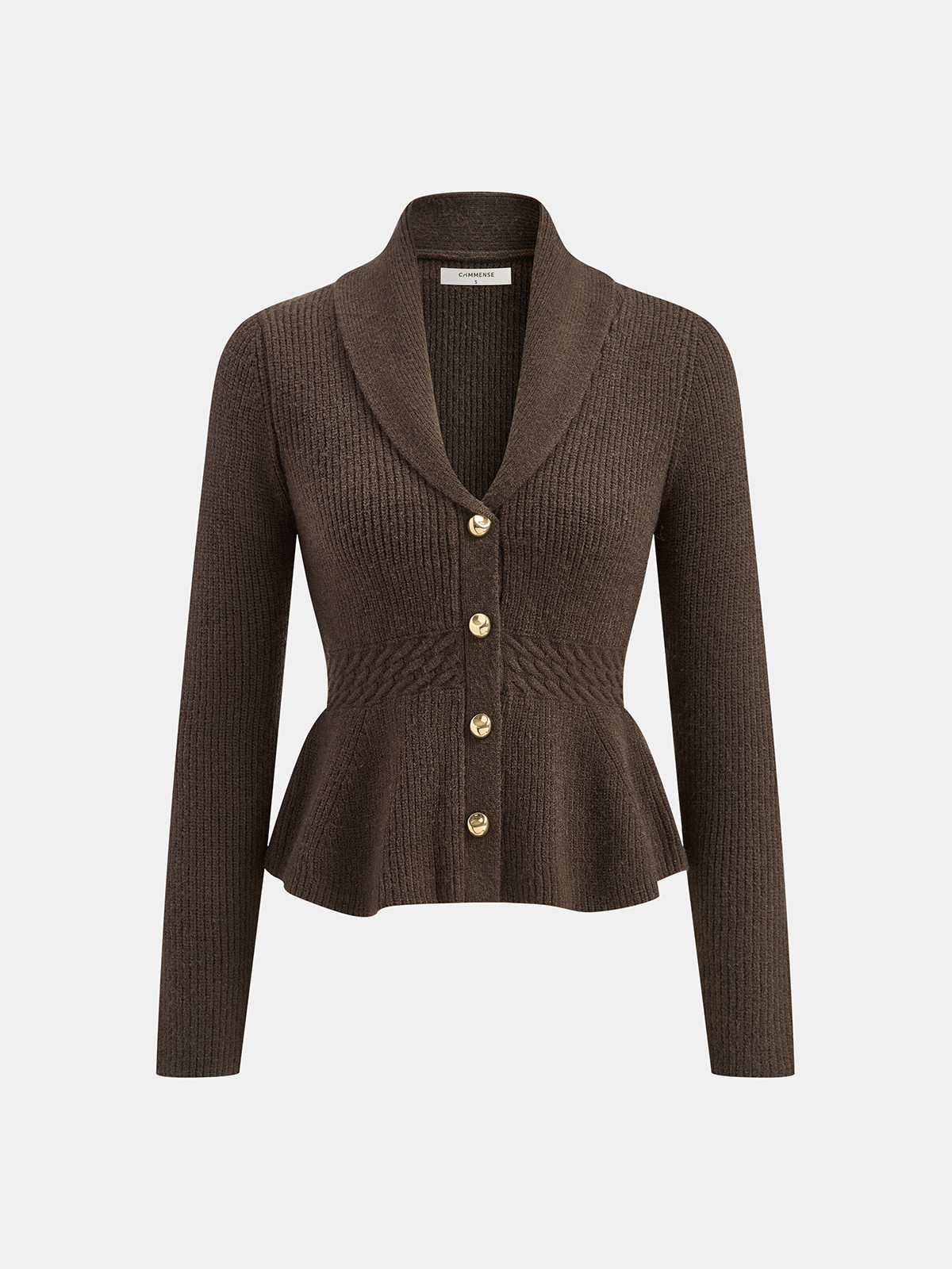 Shawl Collar Peplum Knit Cardigan