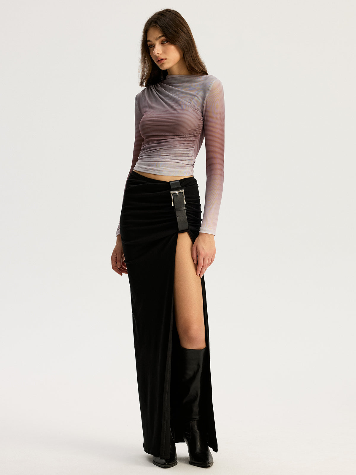 Gradient Mesh Long Sleeve Top