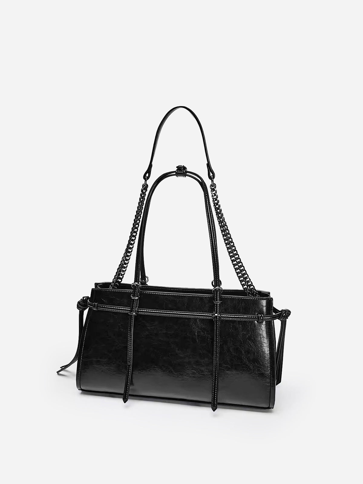 Double Strap PU Leather Tote Bag