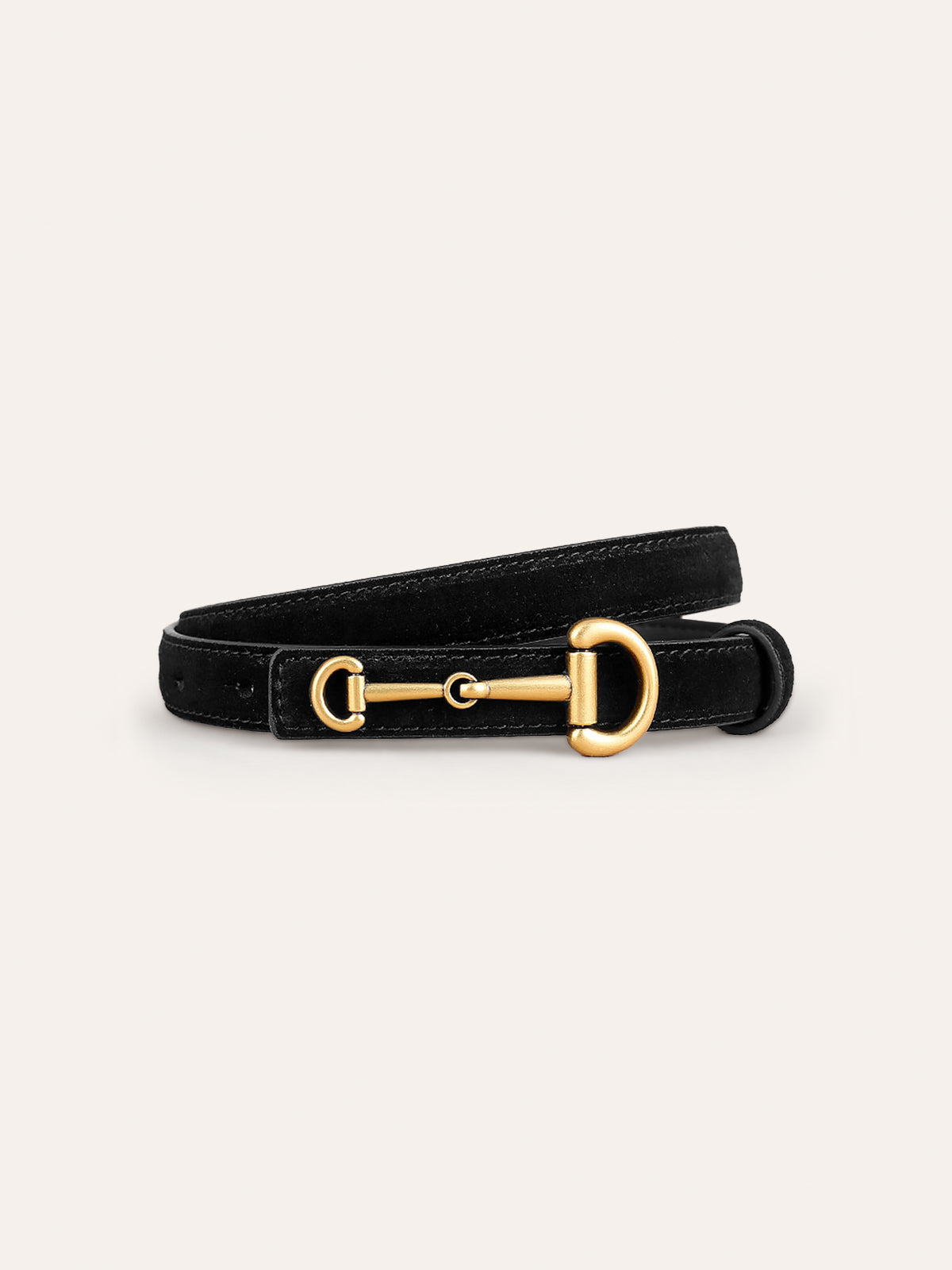 Horsebit Buckle Suede Thin Belt