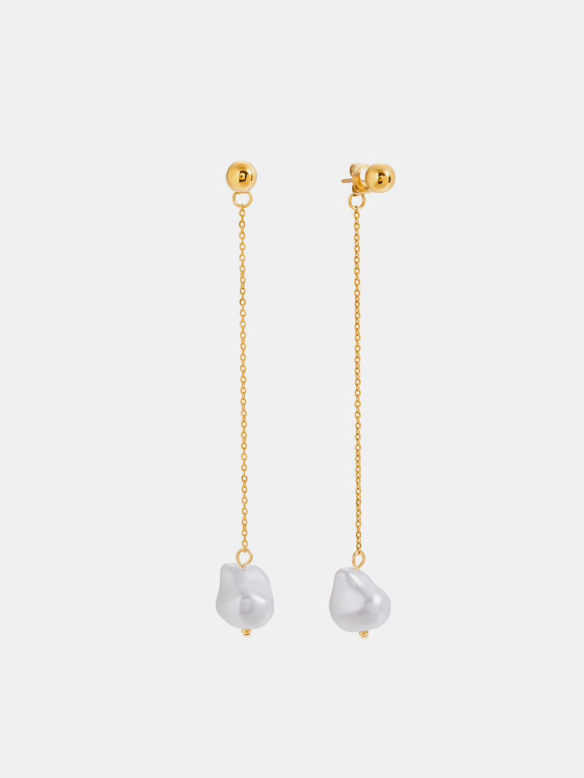 Baroque Pearl Golden Chain Drop Earring
