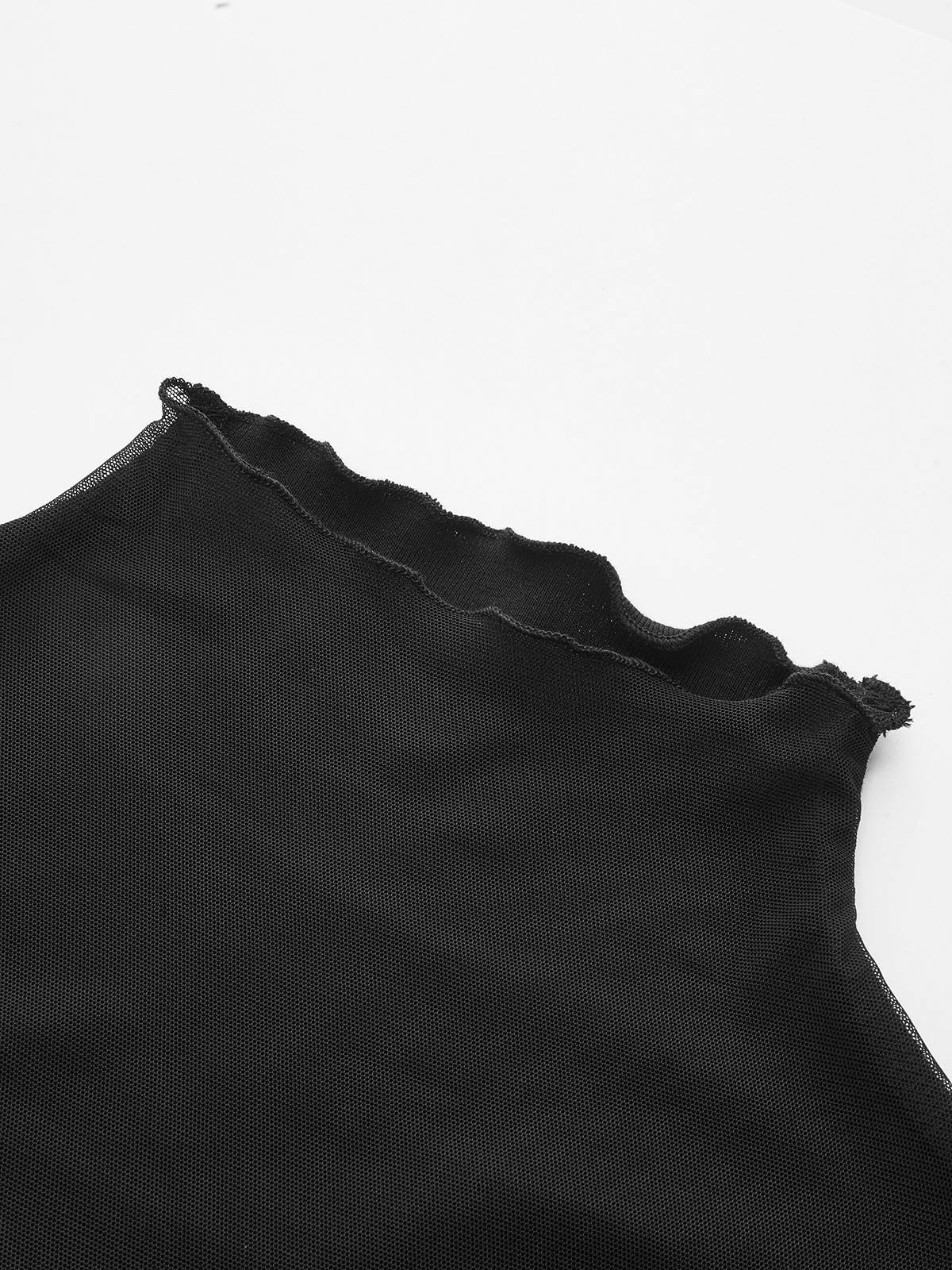 Sheer Paneled Long Sleeve Top