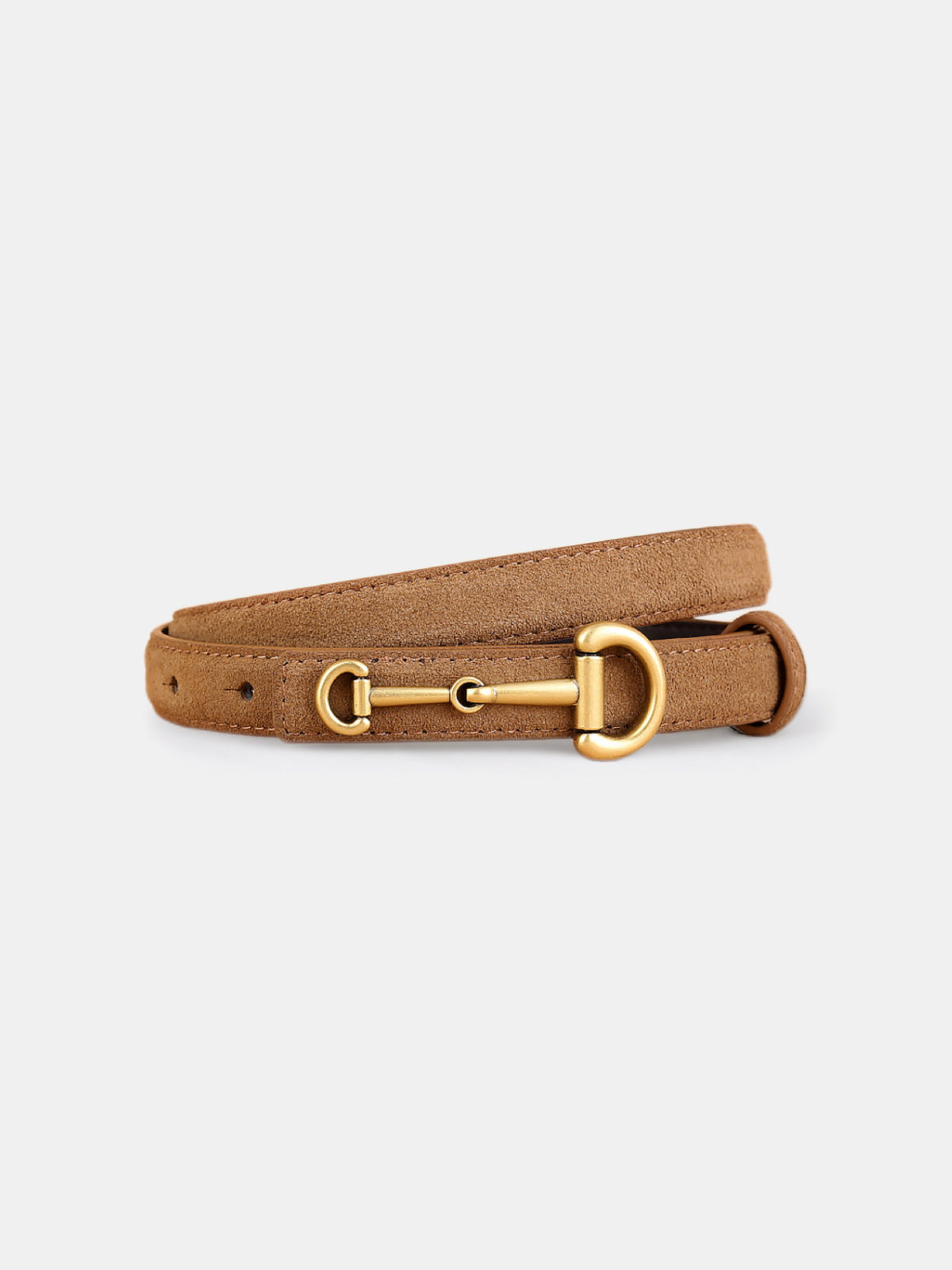 Horsebit Buckle Suede Thin Belt