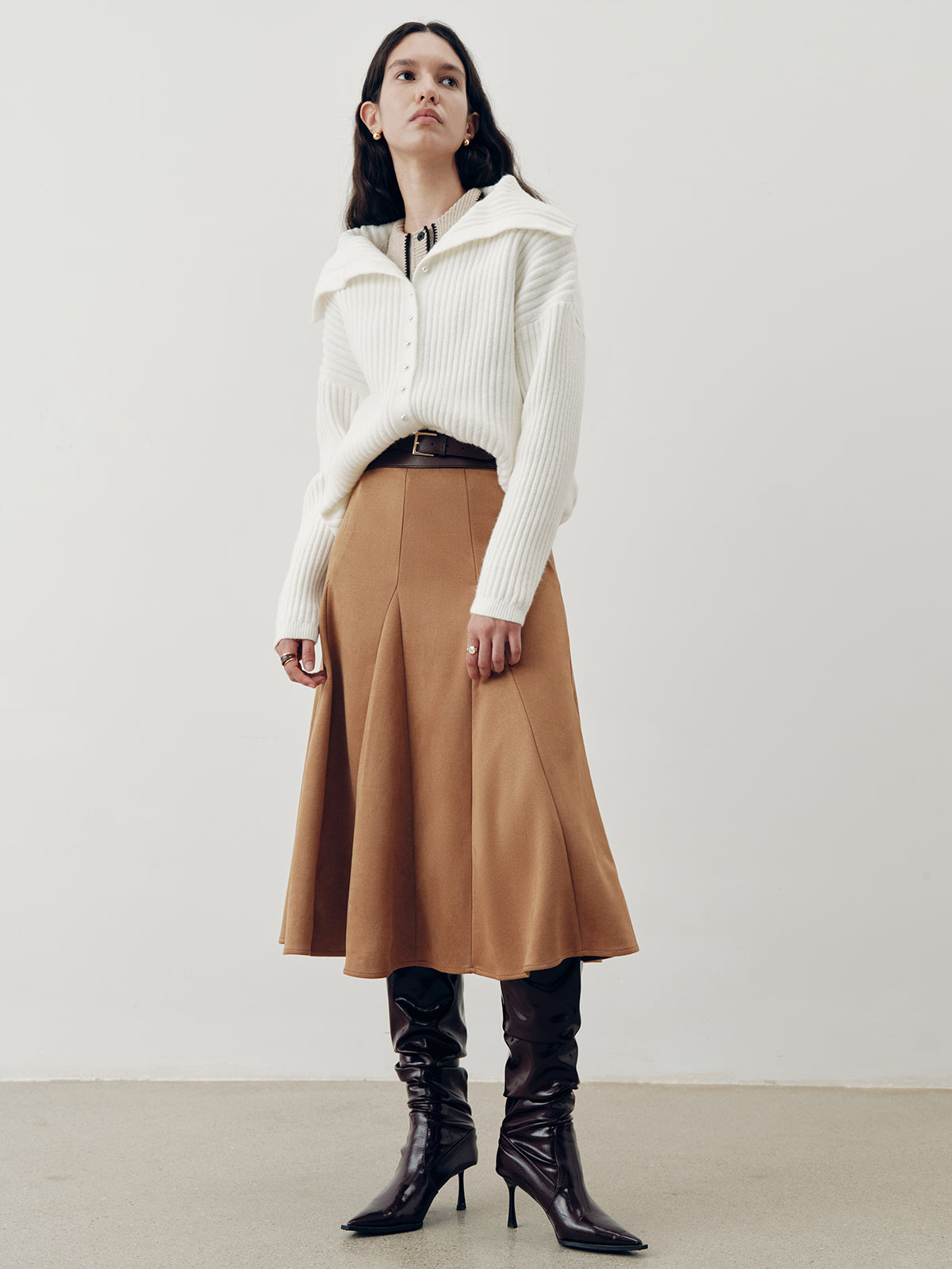 Suede A-Line Maxi Skirt